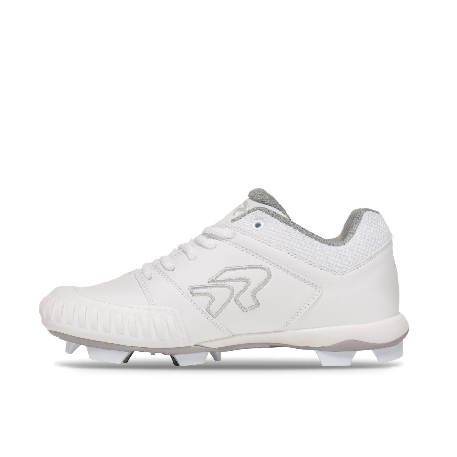 RIP-IT Ringor Flite "White/Silver" Women's Softball Cleat with Pitching Toe - WHITE/SILVER Thumbnail View 2