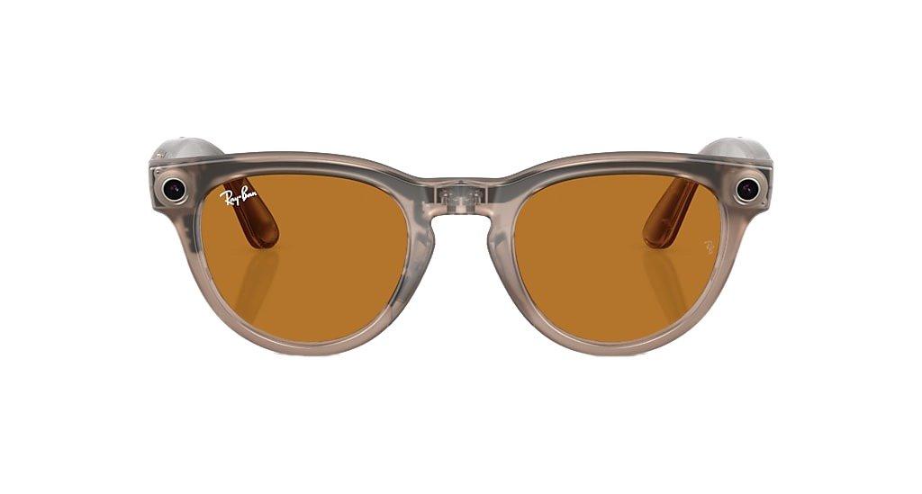 Ray-Ban Meta Headliner Clear/Saffron Yellow Transitions Sunglasses - Shiny Warm Stone - GREY/YELLOW Thumbnail View 2