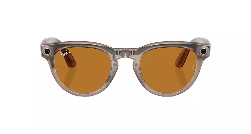 Ray-Ban Meta Headliner Clear/Saffron Yellow Transitions Sunglasses - Shiny Warm Stone - GREY/YELLOW