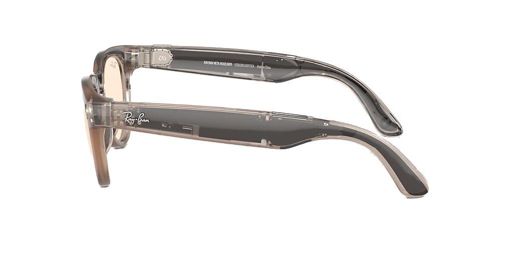 Ray-Ban Meta Headliner Clear/Saffron Yellow Transitions Sunglasses - Shiny Warm Stone - GREY/YELLOW Thumbnail View 3