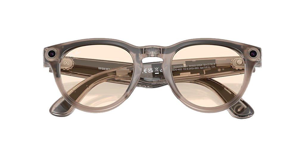 Ray-Ban Meta Headliner Clear/Saffron Yellow Transitions Sunglasses - Shiny Warm Stone - GREY/YELLOW Thumbnail View 5