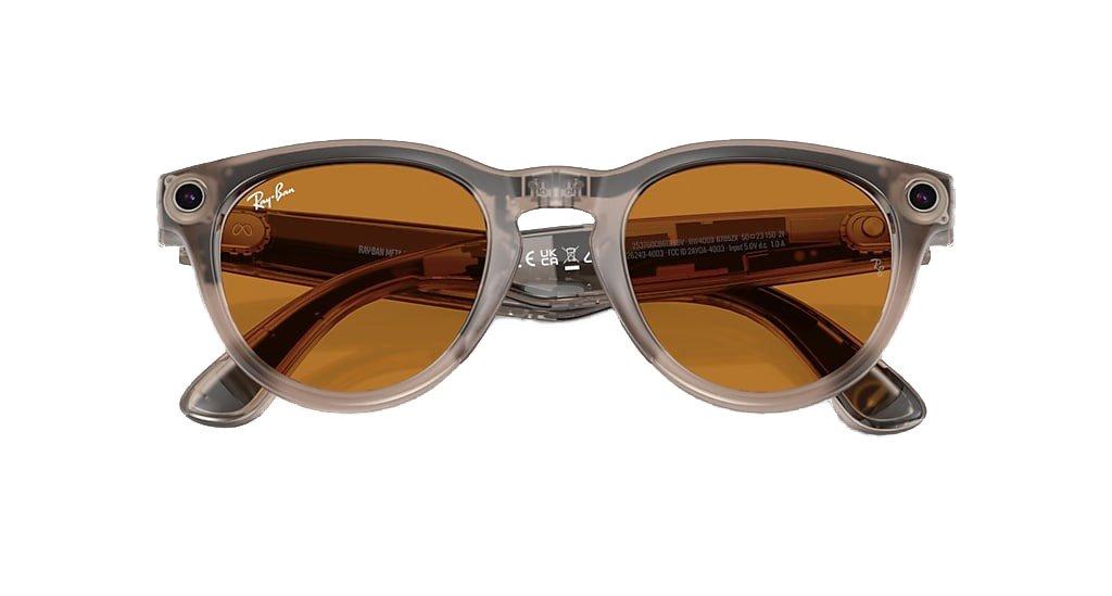 Ray-Ban Meta Headliner Clear/Saffron Yellow Transitions Sunglasses - Shiny Warm Stone - GREY/YELLOW Thumbnail View 7