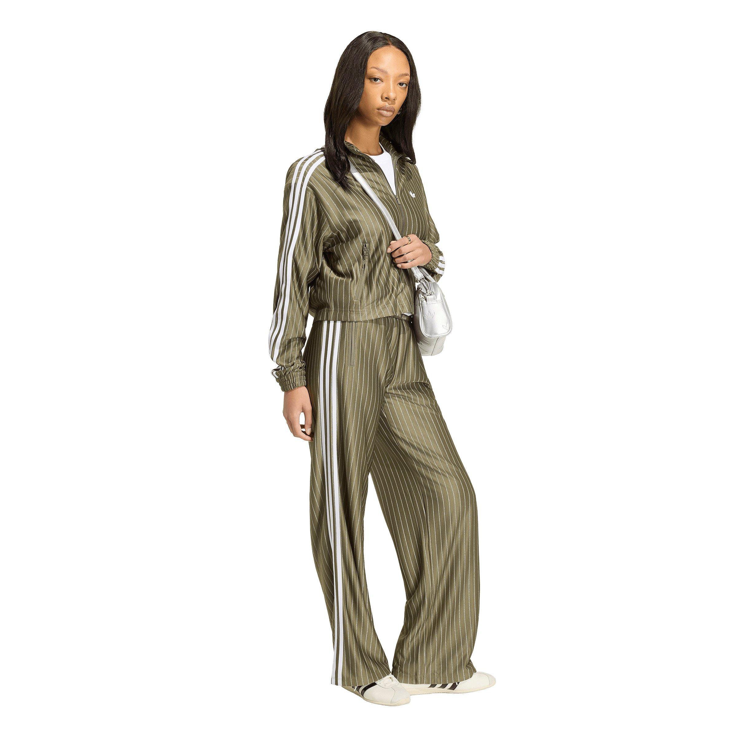 adidas Originals Women's Firebird Pinstripe Track Pants - Brown/Silver - BROWN/SILVER