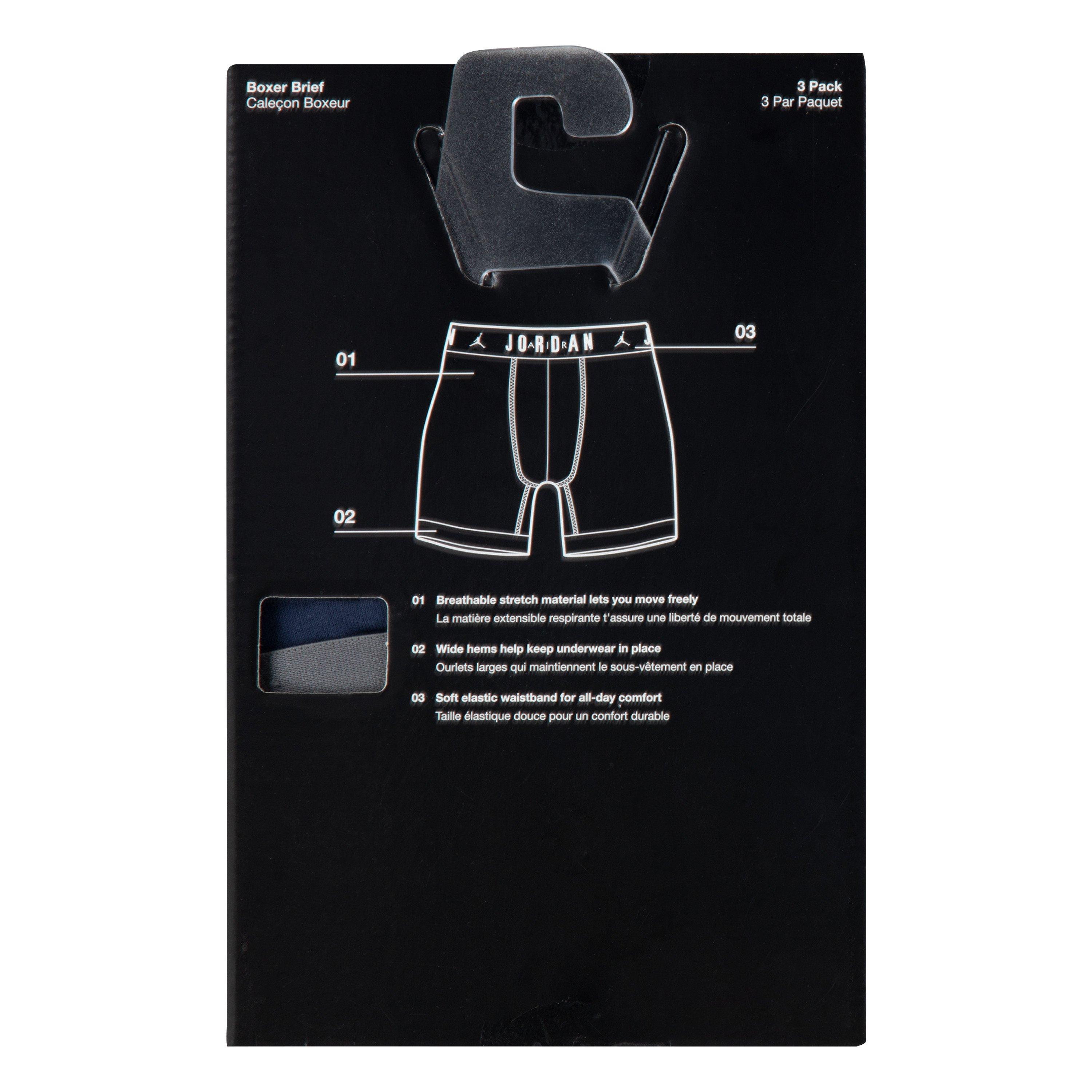 Jordan Men's Flight Cotton Core 3-Pack Boxer Brief - Blue/Black/Grey - BLUE/BLACK/GREY Thumbnail View 10