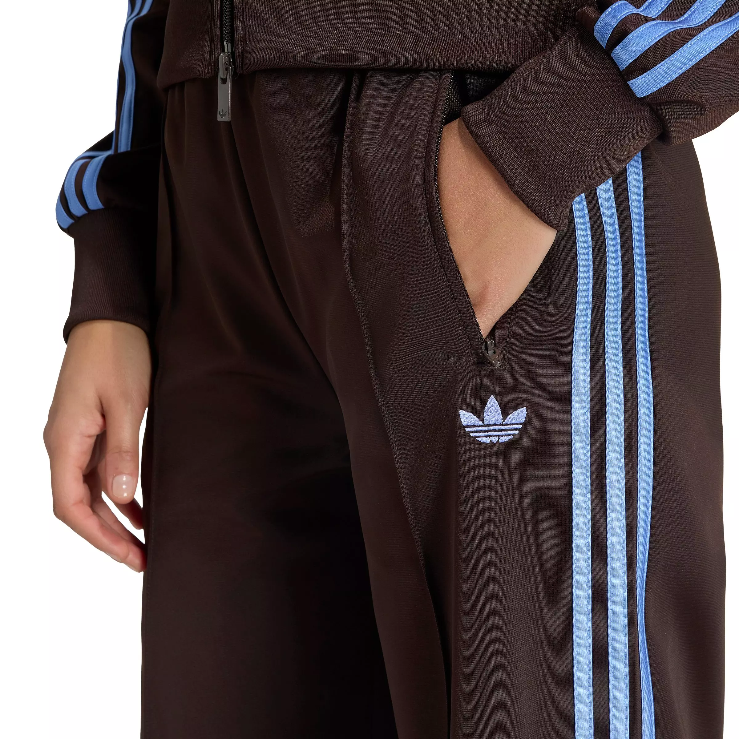 adidas Originals Women's Firebird Loose Tracksuit Pants - Brown/Blue - BROWN/BLUE