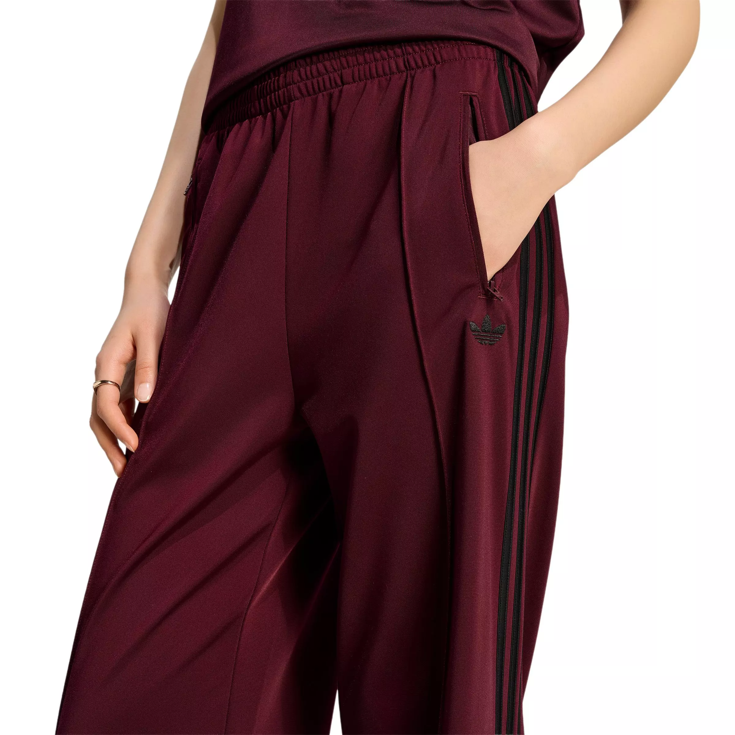 adidas Originals Women's Firebird Loose Tracksuit Pants - Maroon/Black - MAROON/BLACK