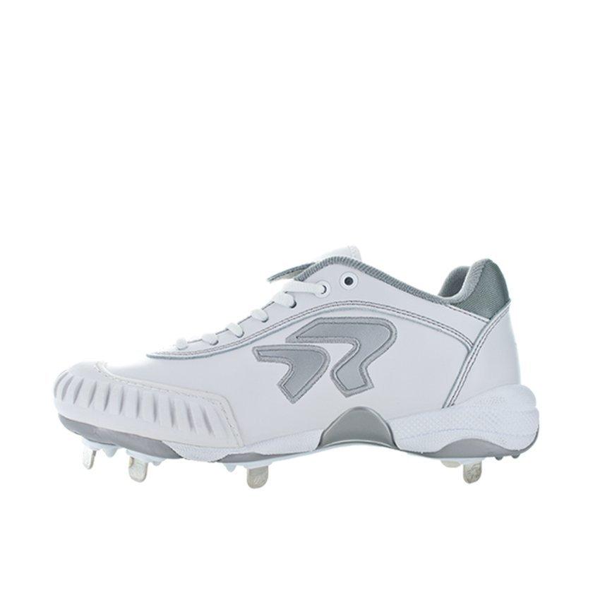 RIP-IT Ringor Dynasty 2.0 Spike with Pitching Toe "White/Silver" Women's Softball Cleat - WHITE/SILVER Thumbnail View 2