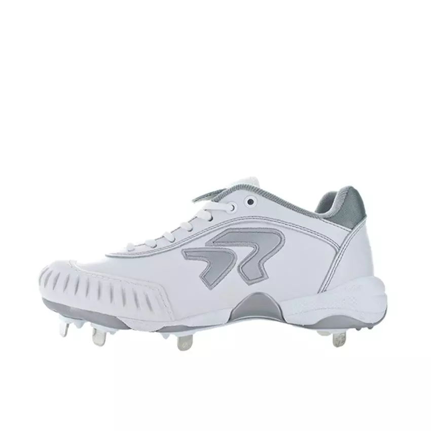 RIP-IT Ringor Dynasty 2.0 Spike with Pitching Toe "White/Silver" Women's Softball Cleat - WHITE/SILVER