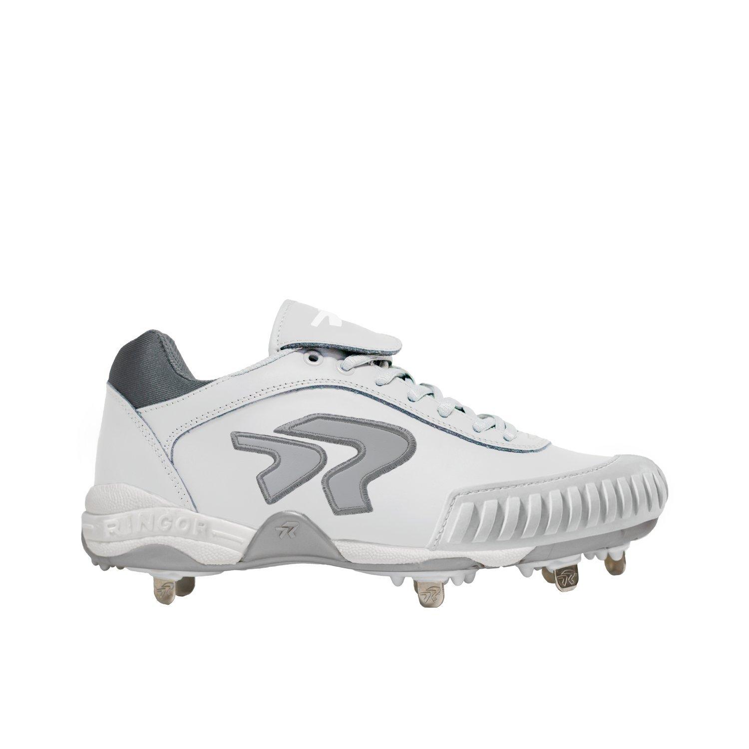 RIP-IT Ringor Dynasty 2.0 Spike with Pitching Toe "White/Silver" Women's Softball Cleat - WHITE/SILVER Thumbnail View 1