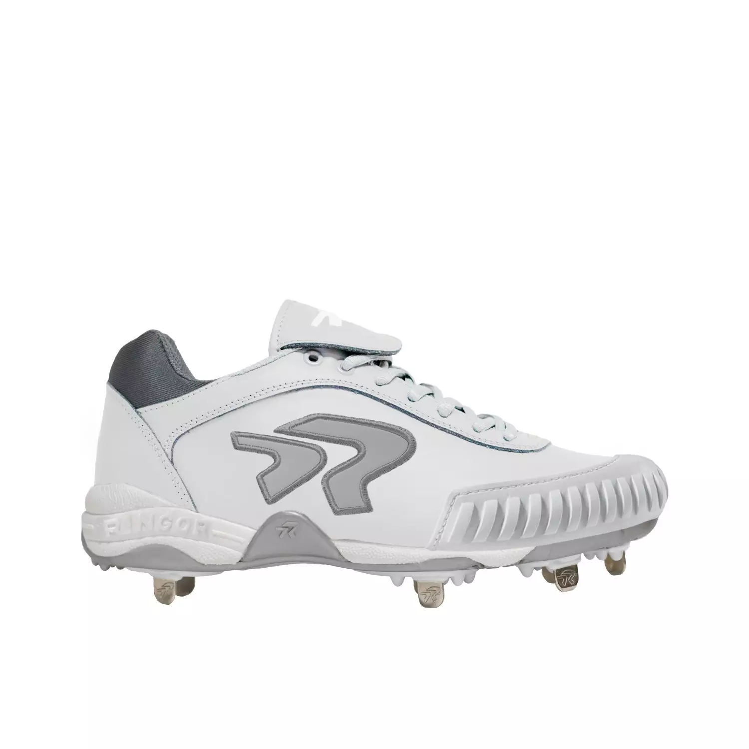 RIP-IT Ringor Dynasty 2.0 Spike with Pitching Toe "White/Silver" Women's Softball Cleat - WHITE/SILVER