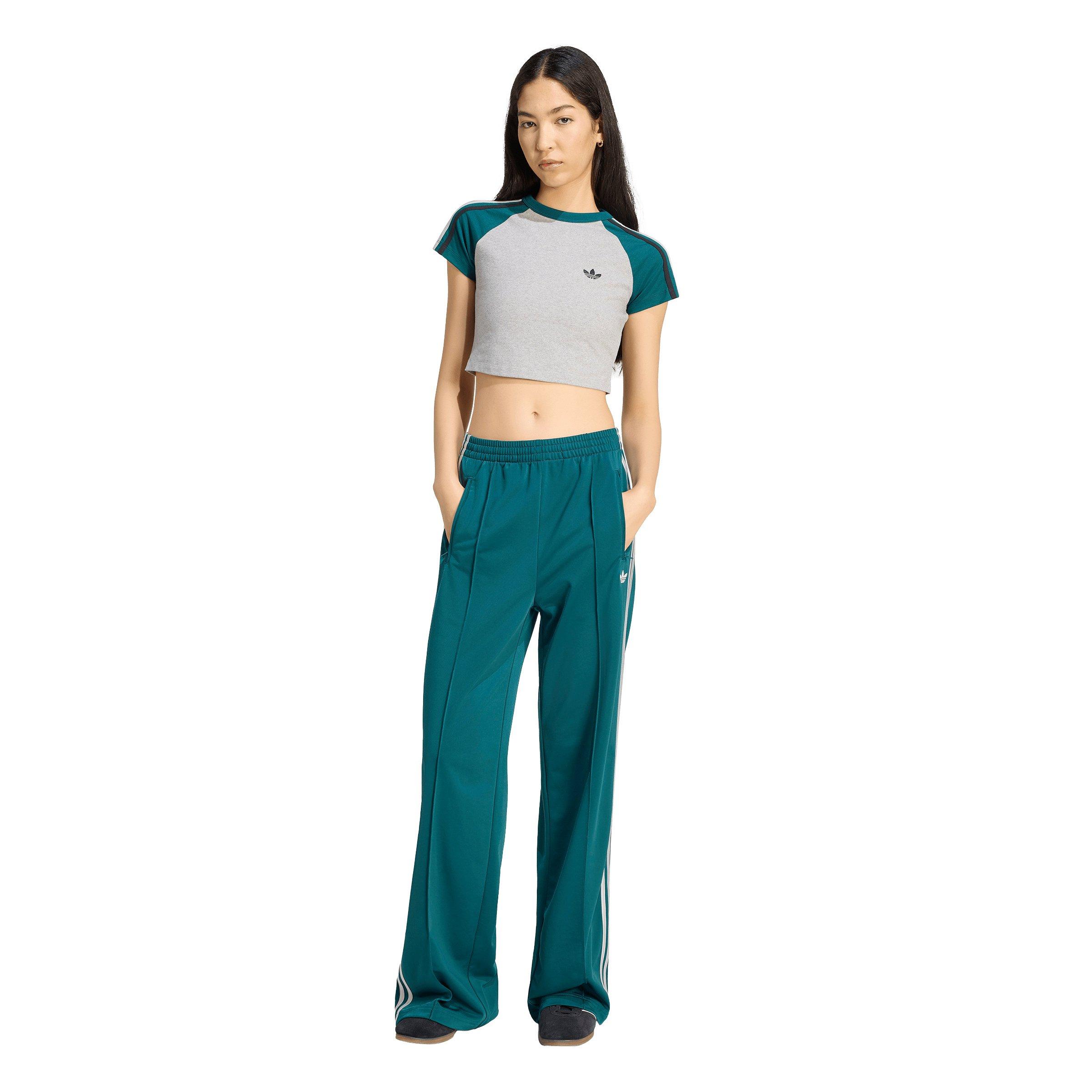 adidas Originals Women's Firebird Loose Tracksuit Pants - Green/Grey - GREEN/GREY Thumbnail View 5
