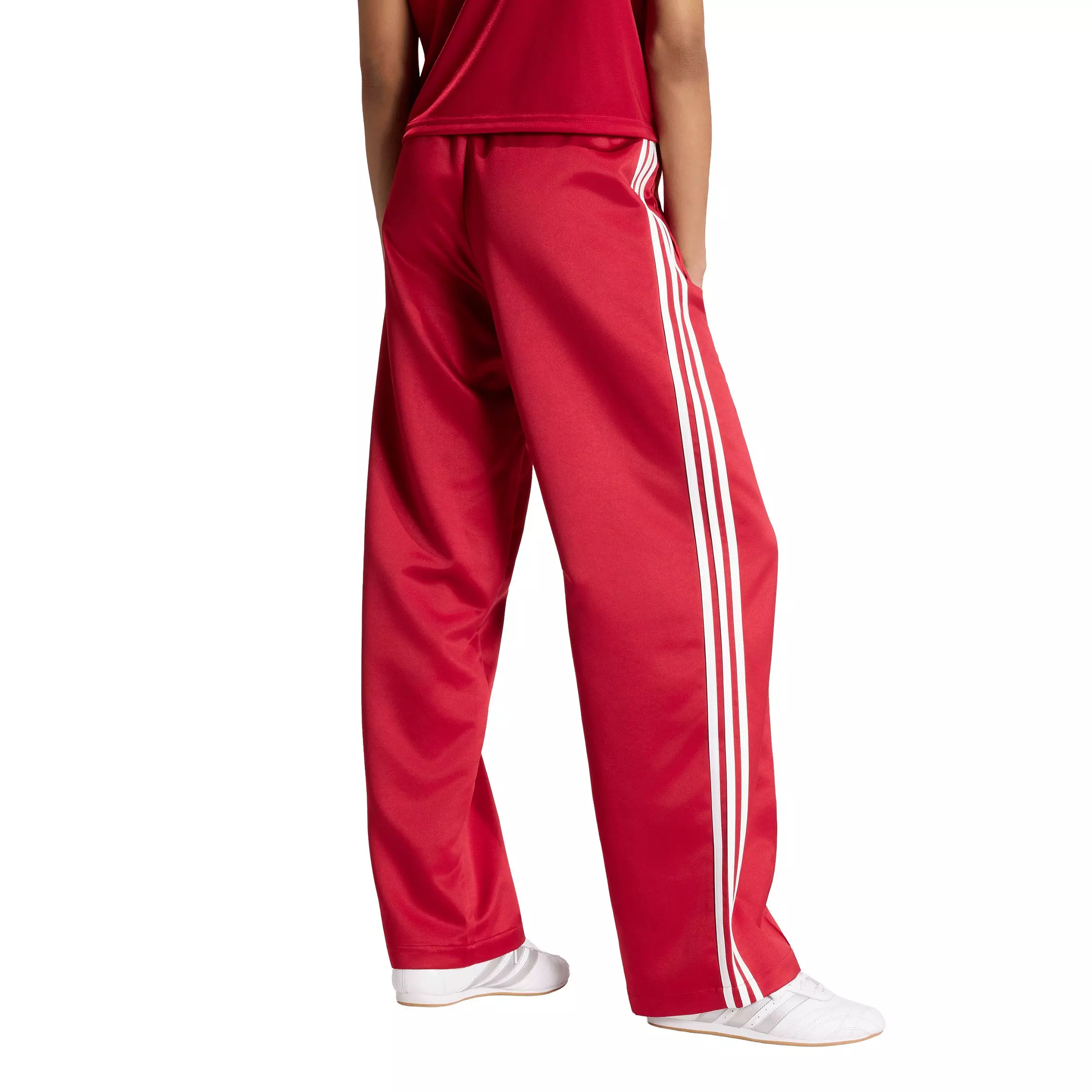 adidas Originals Women's Satin SST Loose Track Pant - Red/White - RED/WHITE