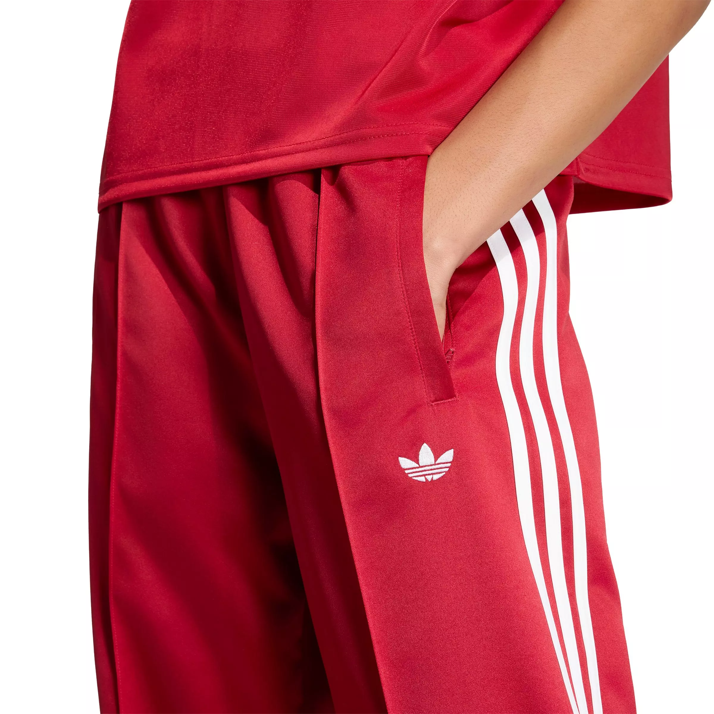 adidas Originals Women's Satin SST Loose Track Pant - Red/White - RED/WHITE