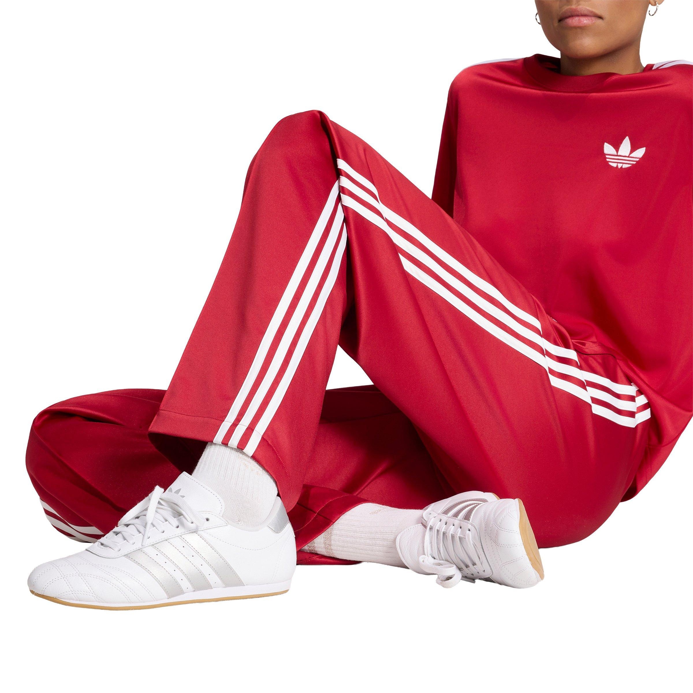 adidas Originals Women's Satin SST Loose Track Pant - Red/White - RED/WHITE Thumbnail View 4
