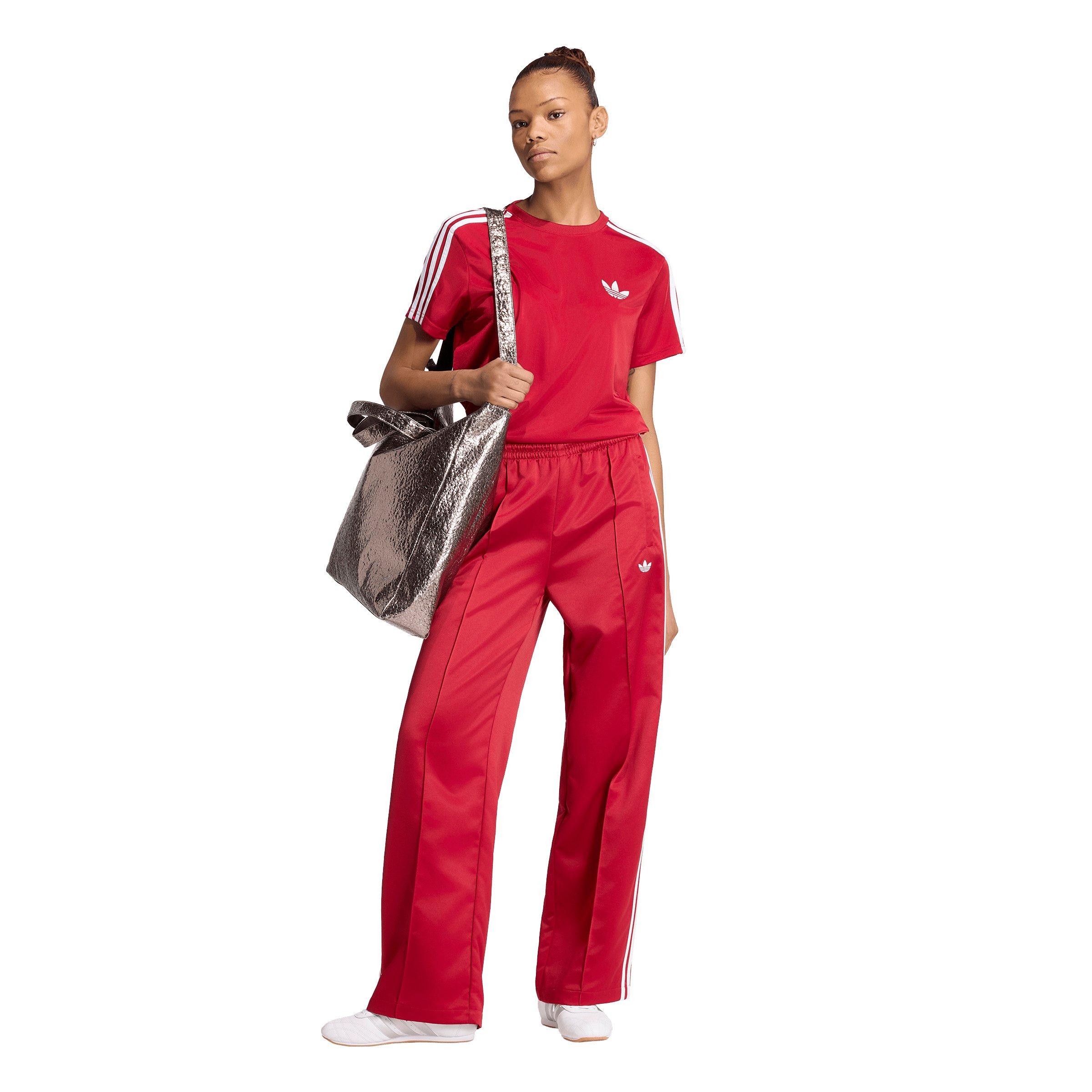 adidas Originals Women's Satin SST Loose Track Pant - Red/White - RED/WHITE Thumbnail View 5
