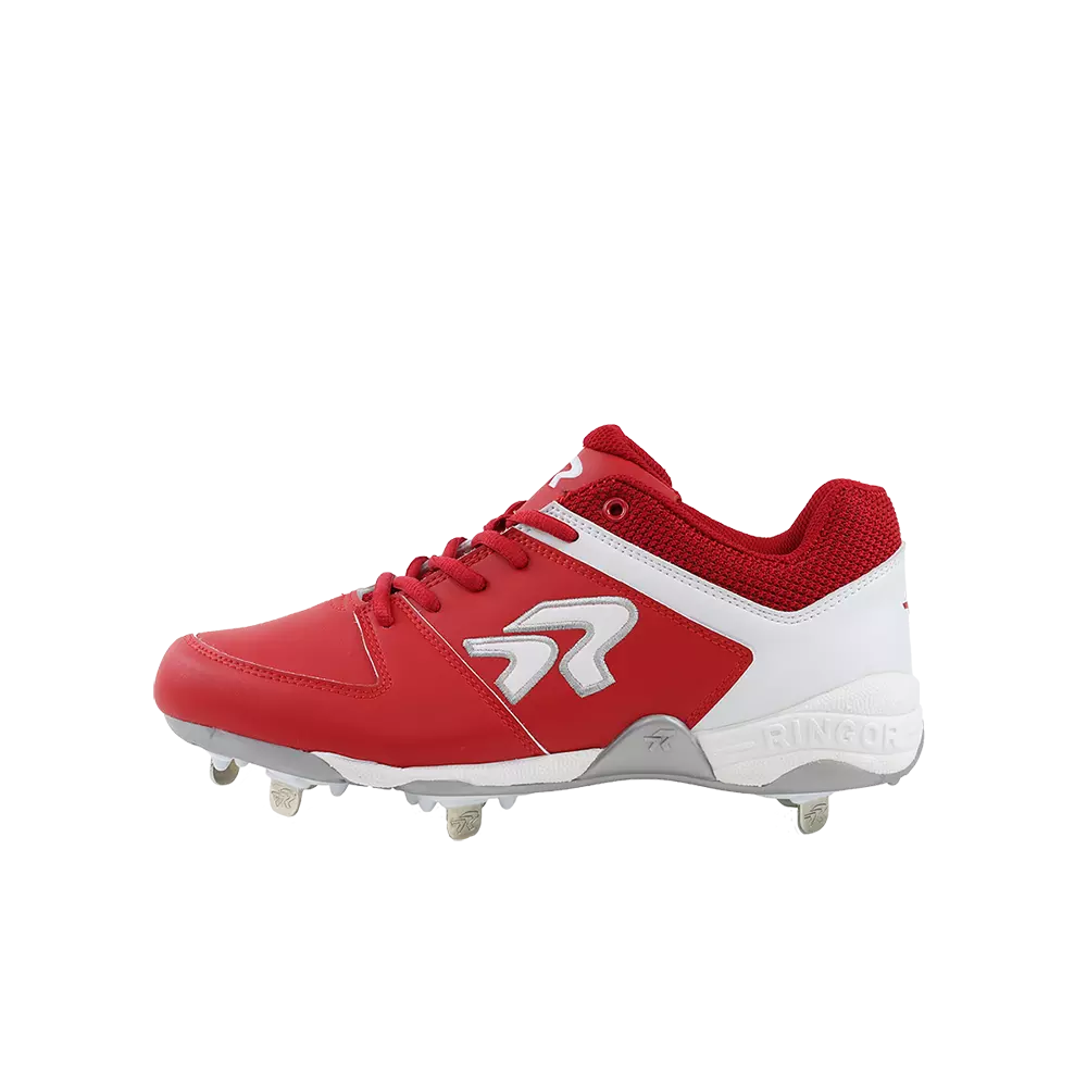 RIP-IT Ringor Flite "Red/White" Women's Softball Cleat with Spikes - RED/WHITE