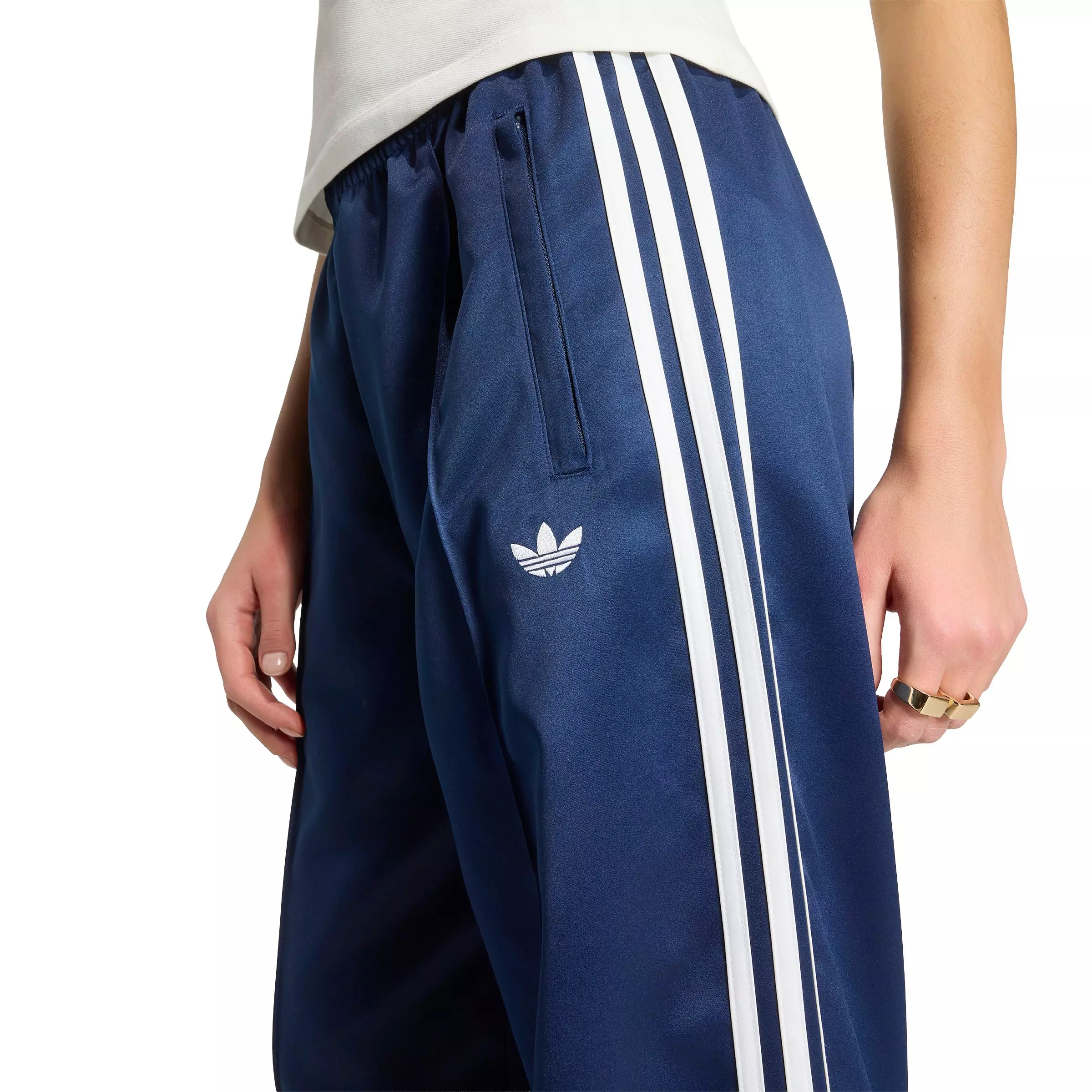 adidas Originals Women's Satin SST Loose Track Pant - Blue/White - BLUE/WHITE