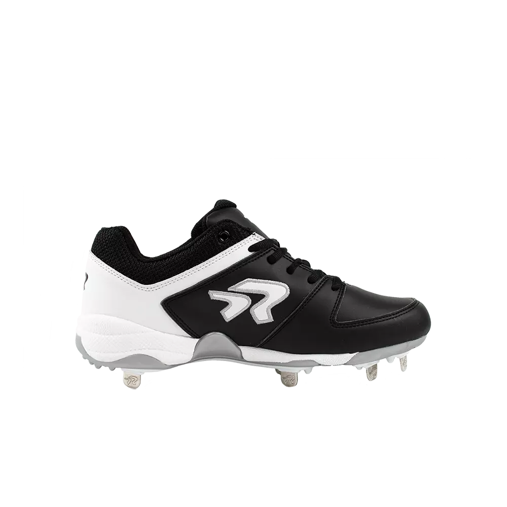 RIP-IT Ringor Flite "Black/White" Women's Softball Cleat with Spikes - BLACK/WHITE