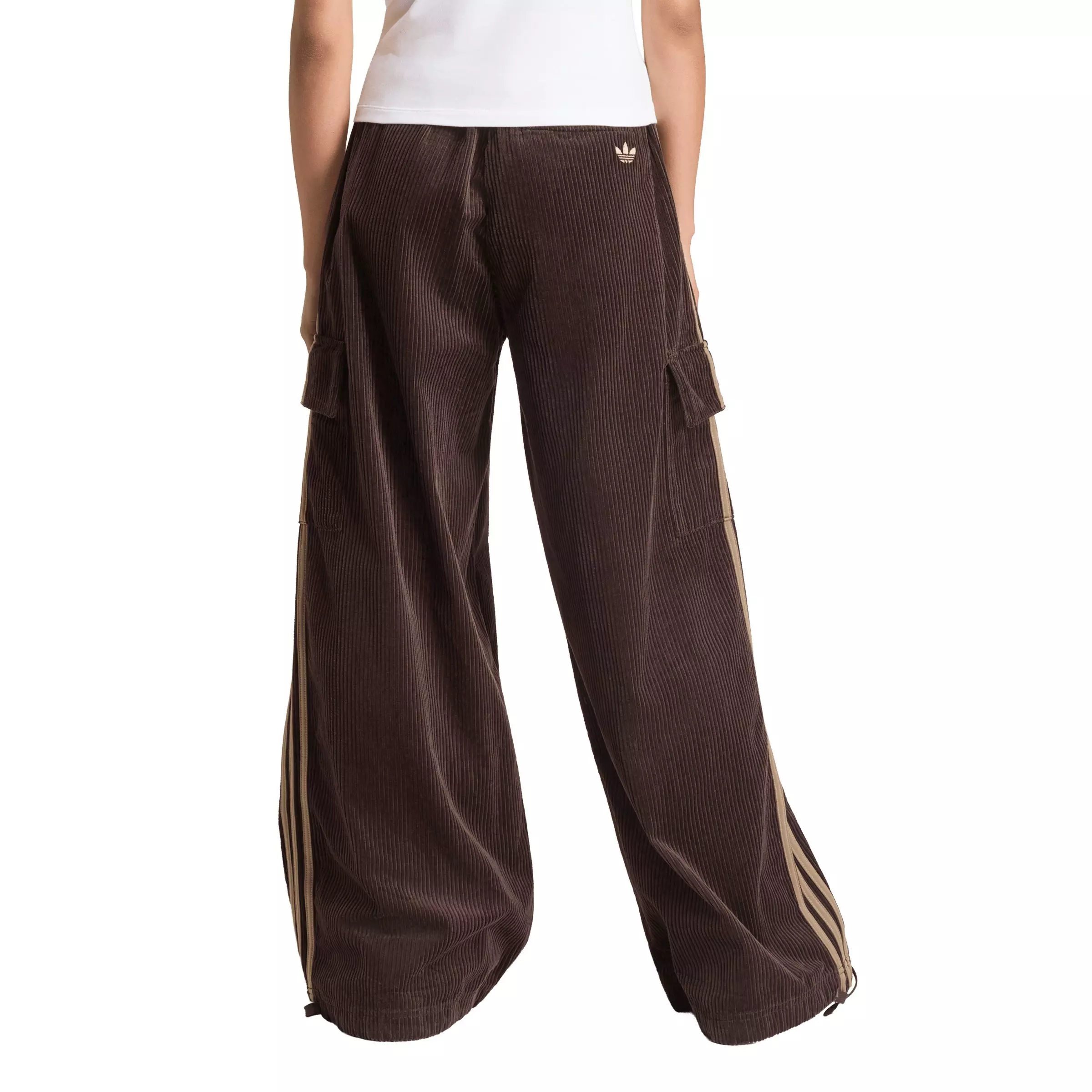 adidas Originals Women's Corduroy 3-Stripes Cargo Pants - Brown - BROWN