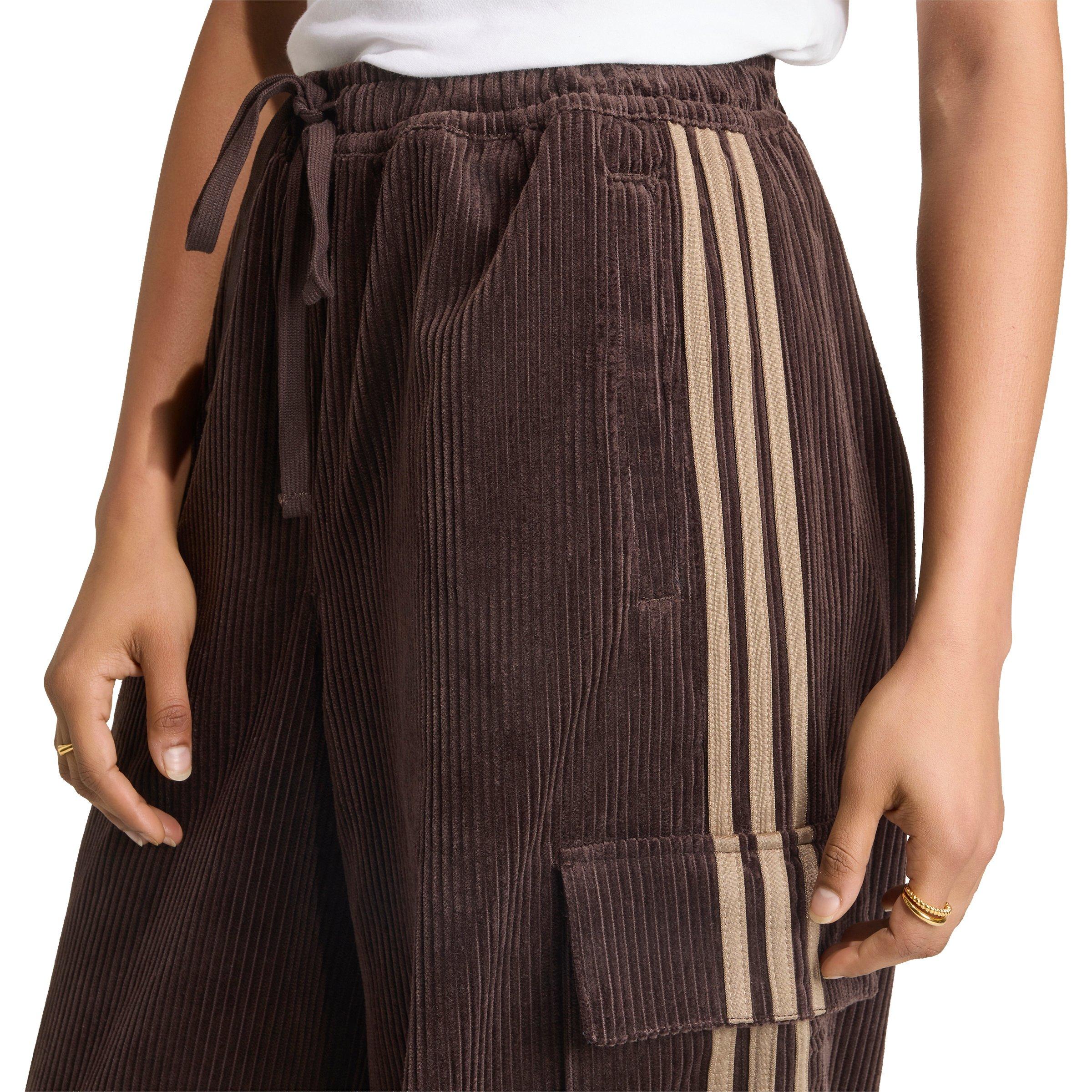 adidas Originals Women's Corduroy 3-Stripes Cargo Pants - Brown - BROWN