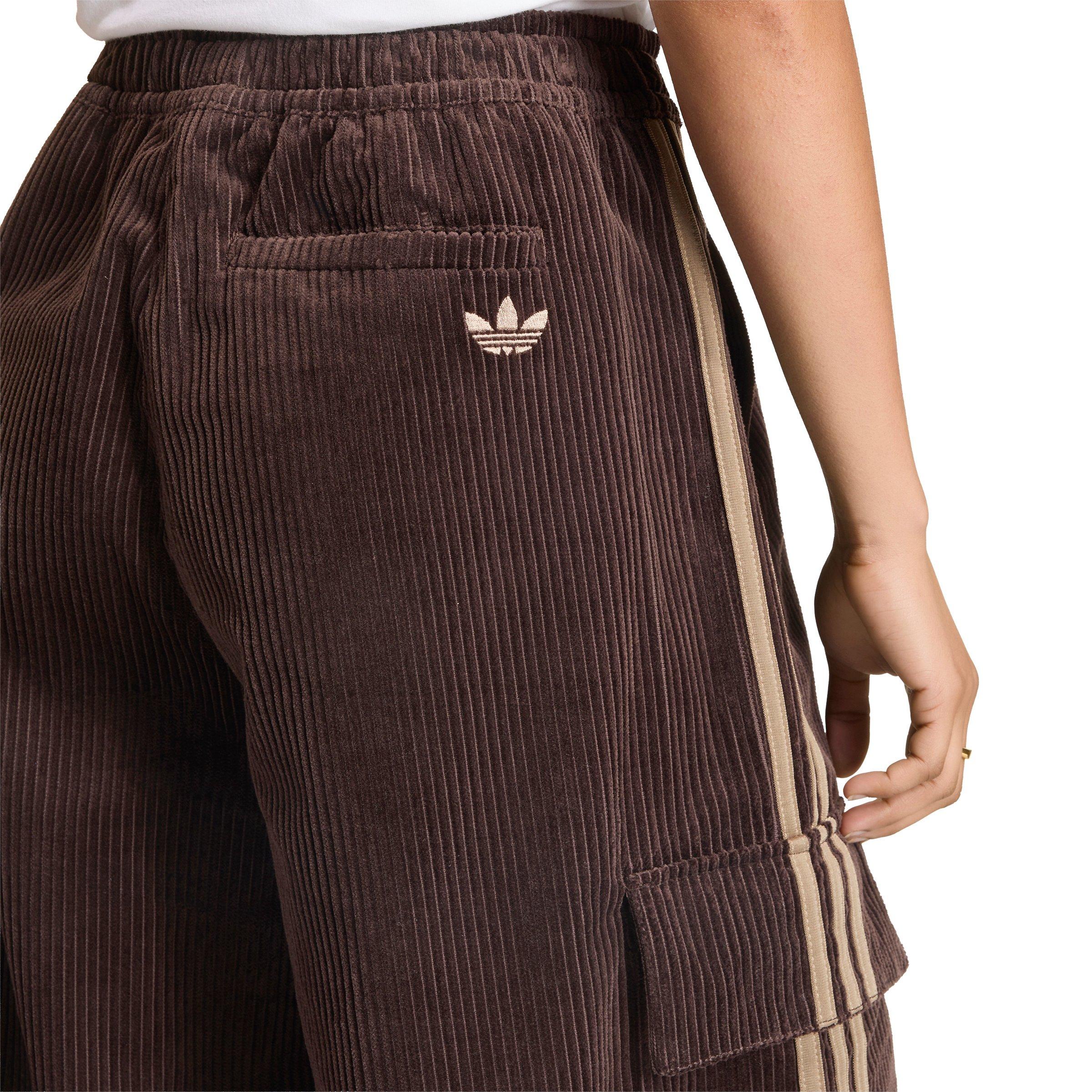 adidas Originals Women's Corduroy 3-Stripes Cargo Pants - Brown - BROWN