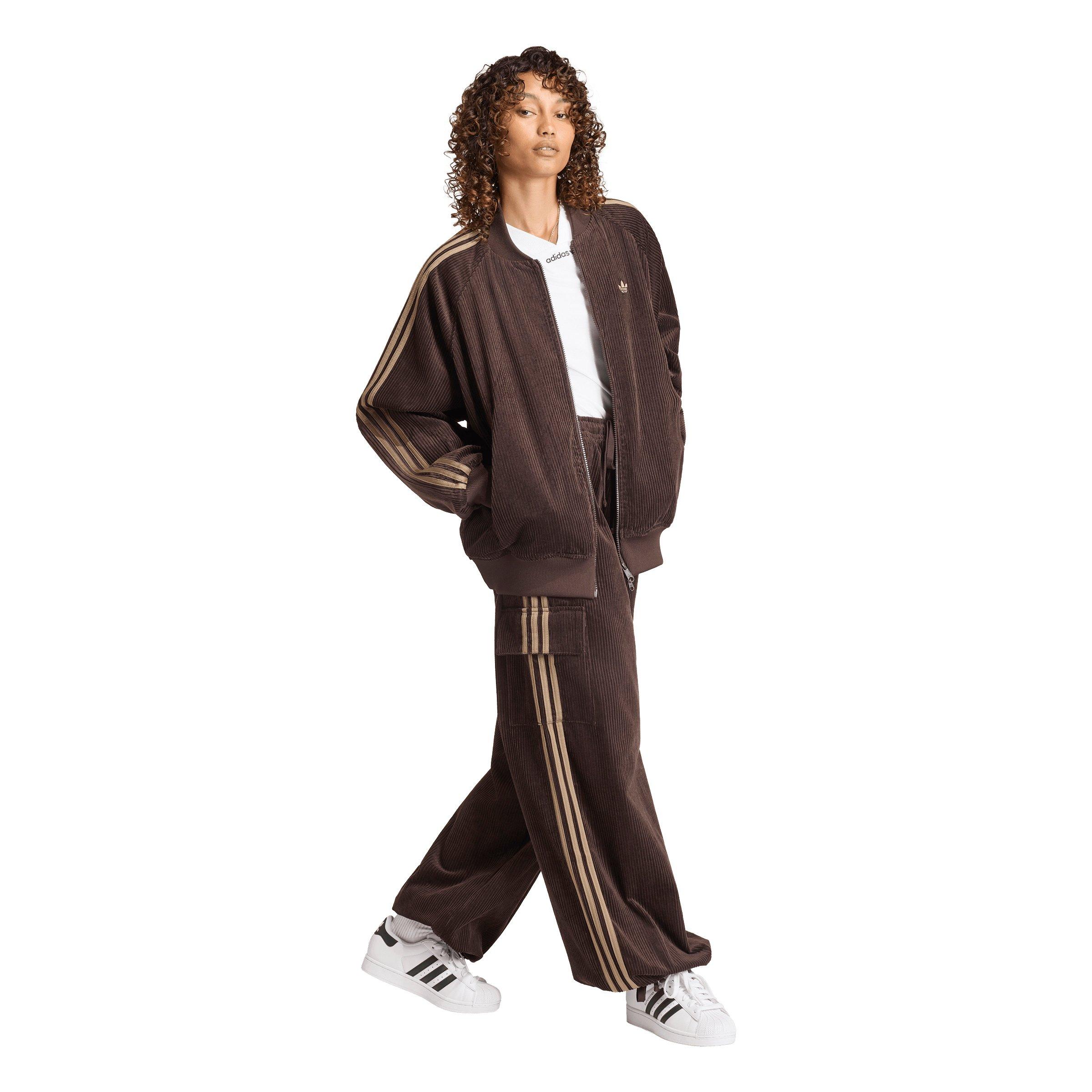 adidas Originals Women's Corduroy 3-Stripes Cargo Pants - Brown - BROWN