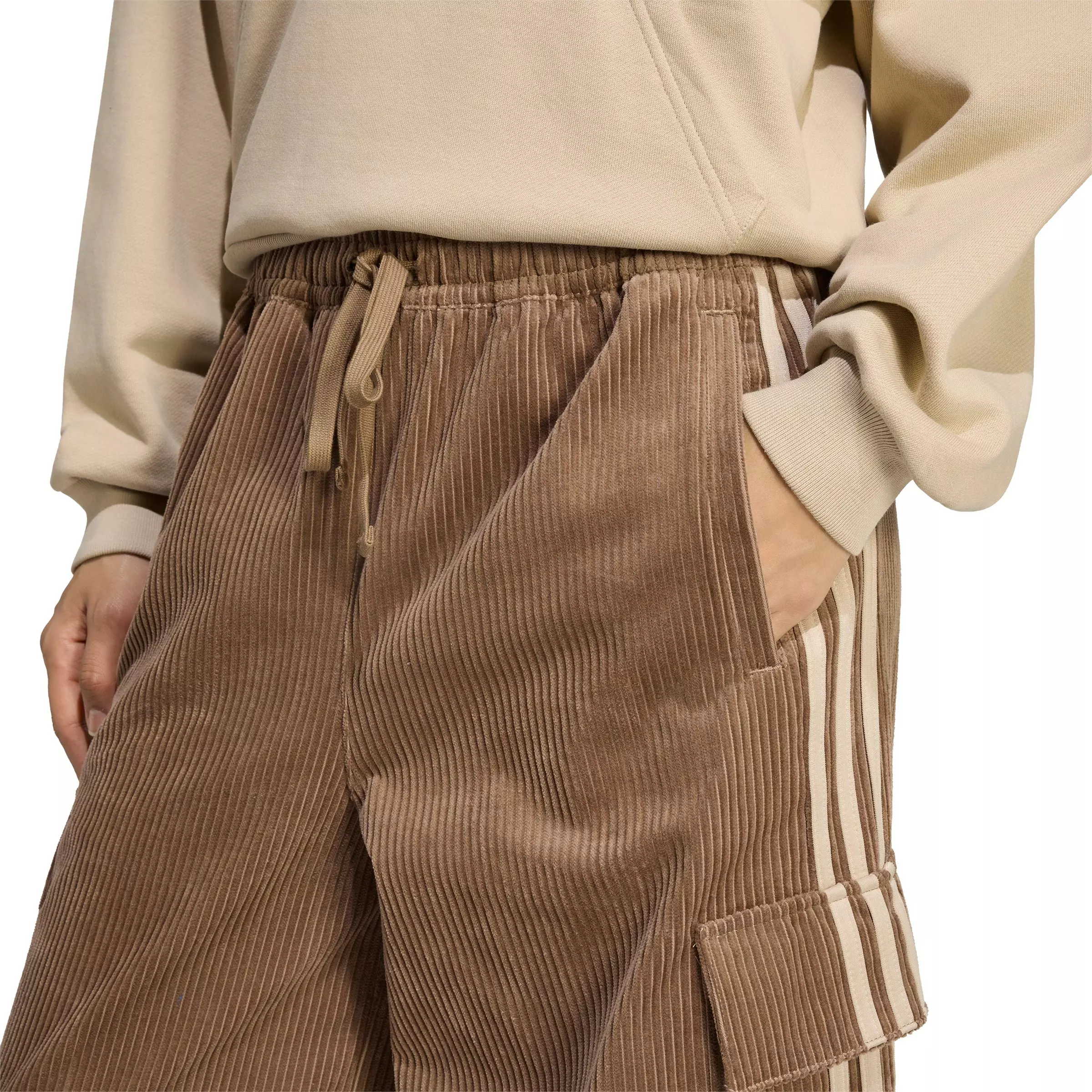 adidas Originals Women's Corduroy 3-Stripes Cargo Pants - Khaki - KHAKI