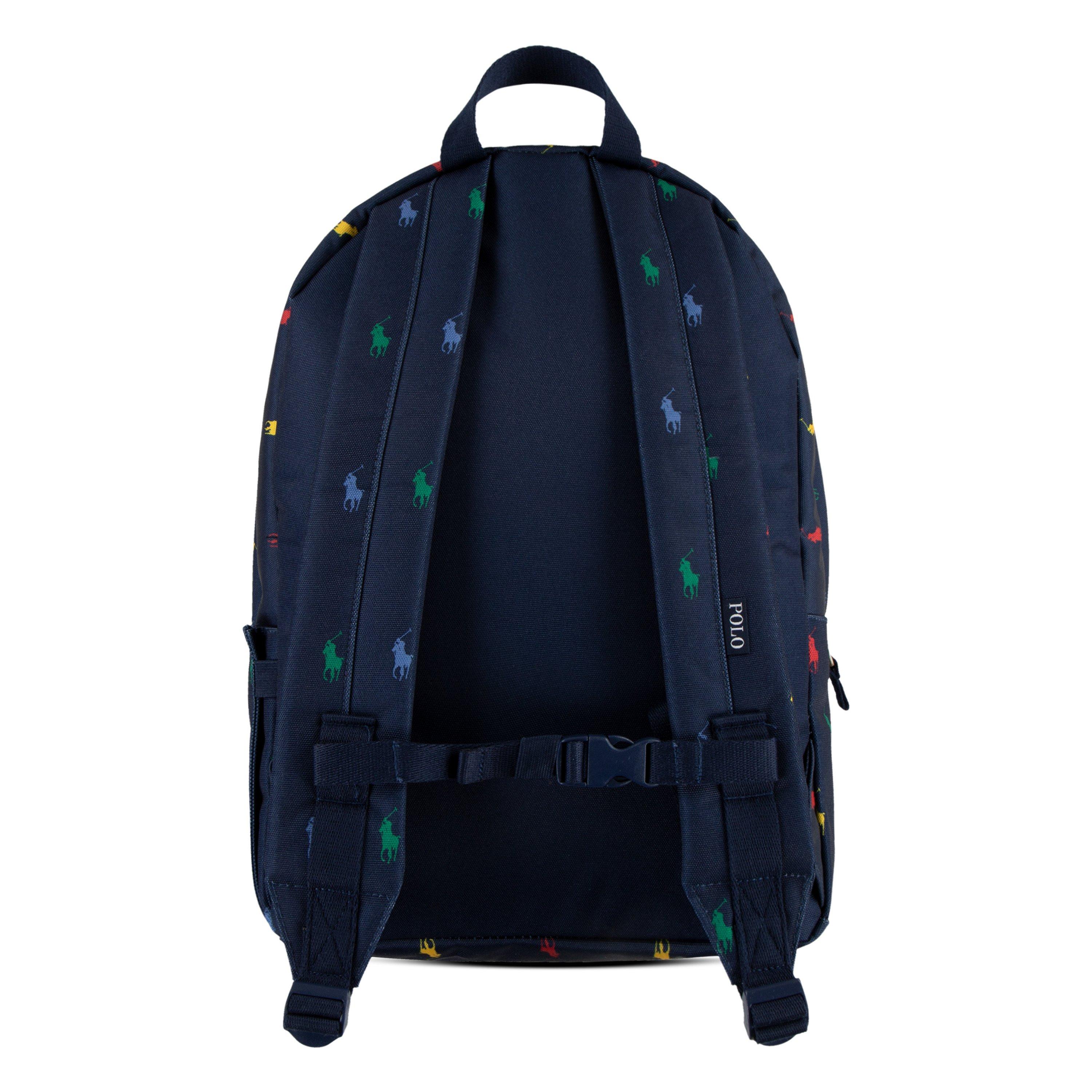 Polo Ralph Lauren Allover Logo Printed Large Backpack - Navy - NAVY Thumbnail View 2