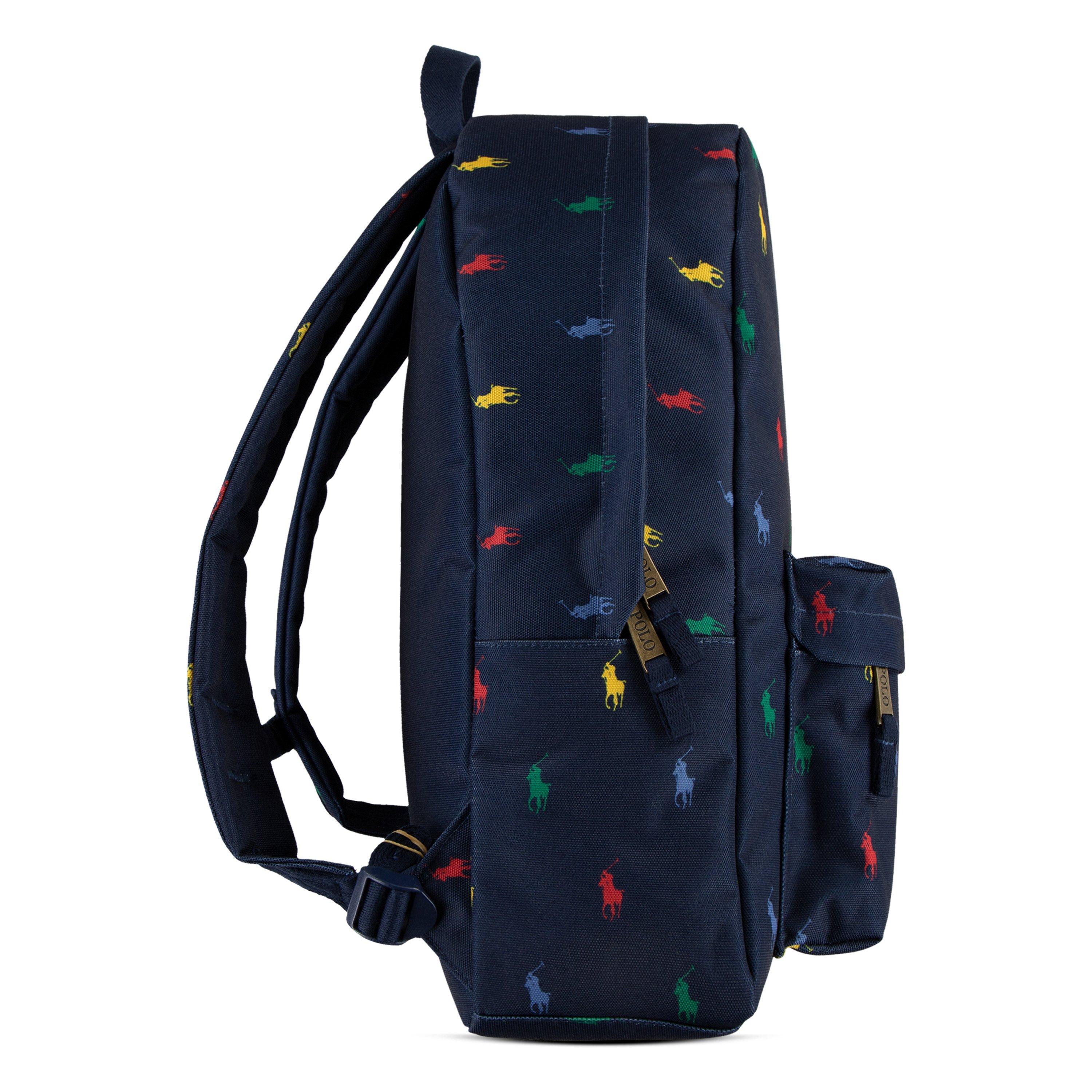 Polo Ralph Lauren Allover Logo Printed Large Backpack - Navy - NAVY Thumbnail View 3