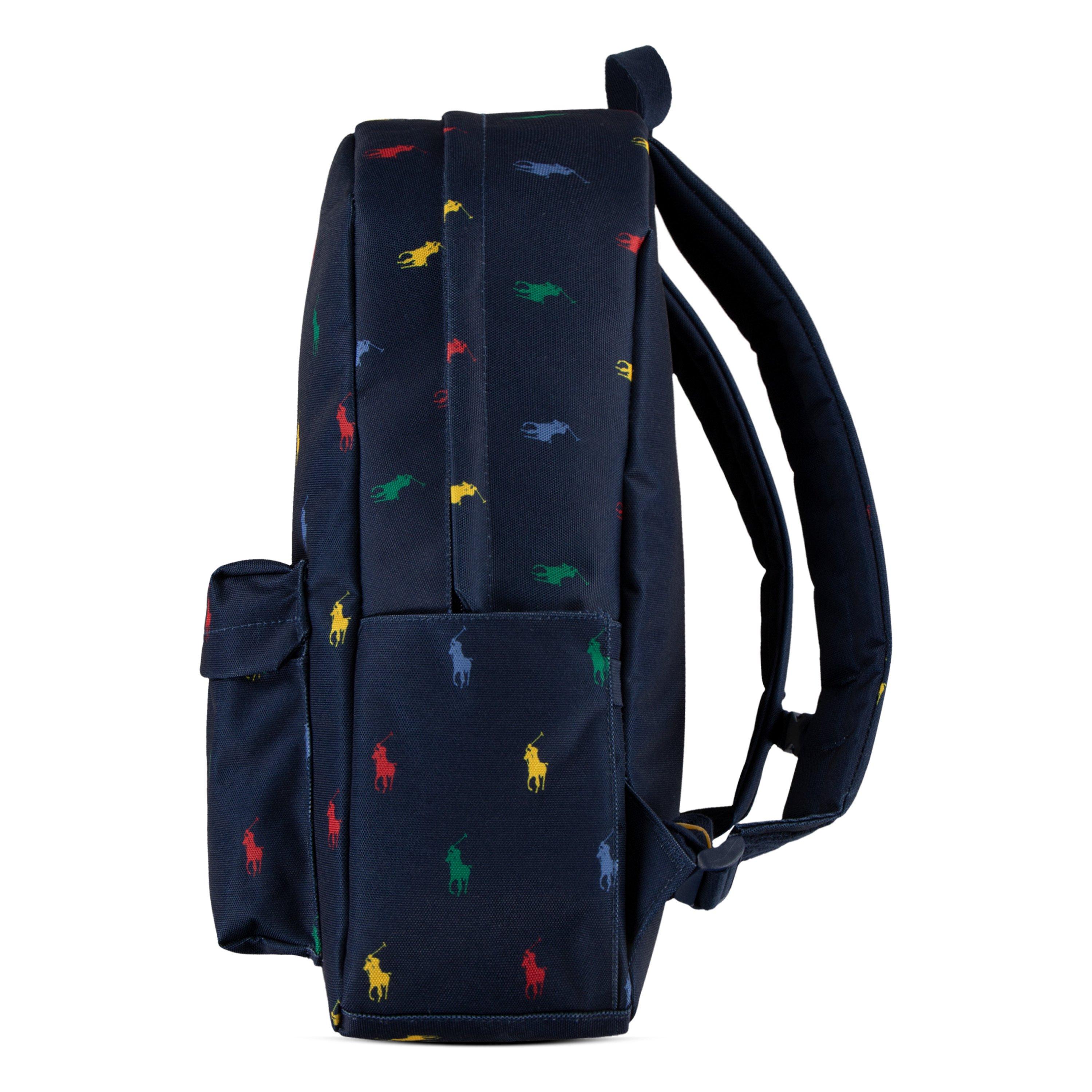 Polo Ralph Lauren Allover Logo Printed Large Backpack - Navy - NAVY Thumbnail View 4