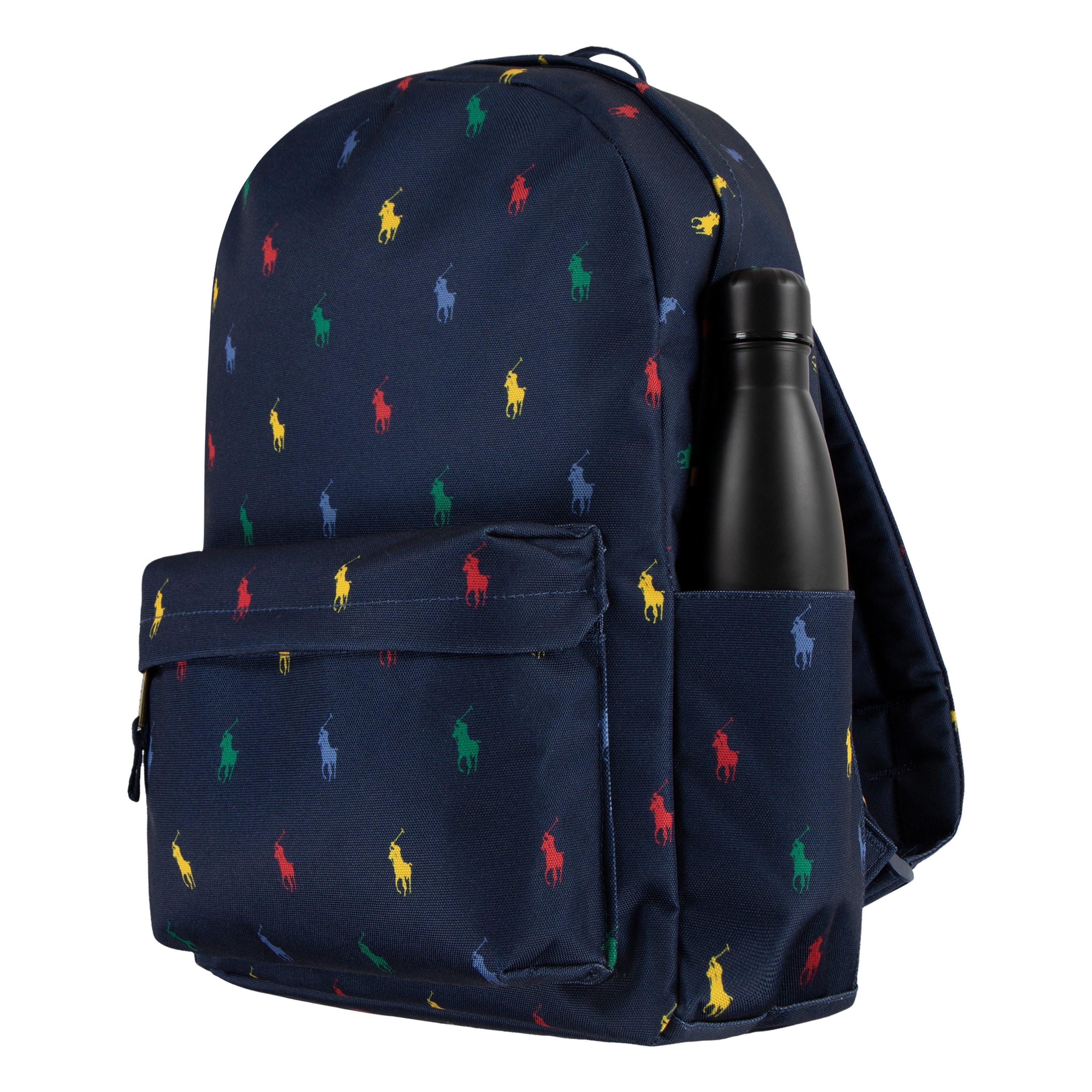 Polo Ralph Lauren Allover Logo Printed Large Backpack - Navy - NAVY Thumbnail View 5