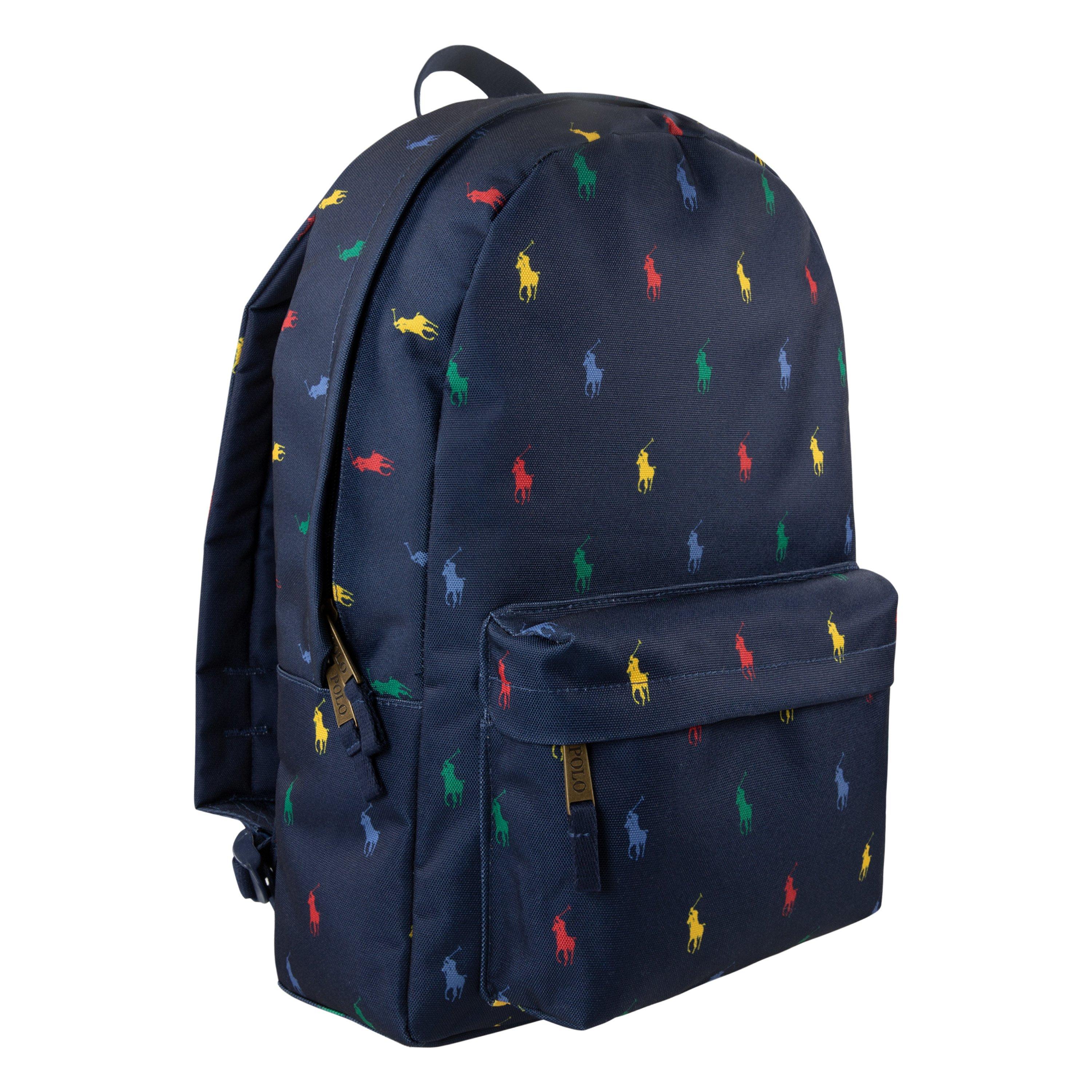 Polo Ralph Lauren Allover Logo Printed Large Navy Backpack
