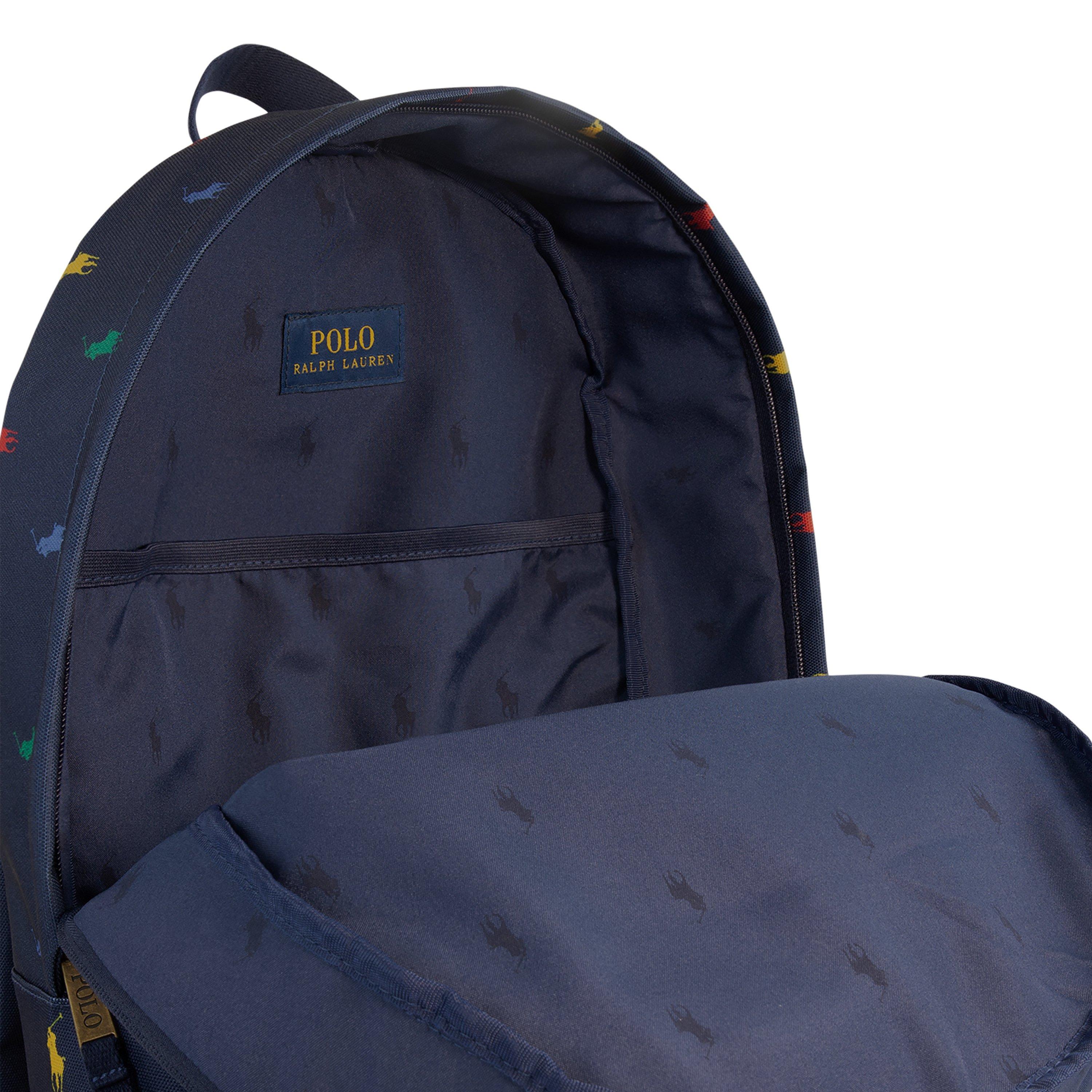 Polo Ralph Lauren Allover Logo Printed Large Navy Backpack