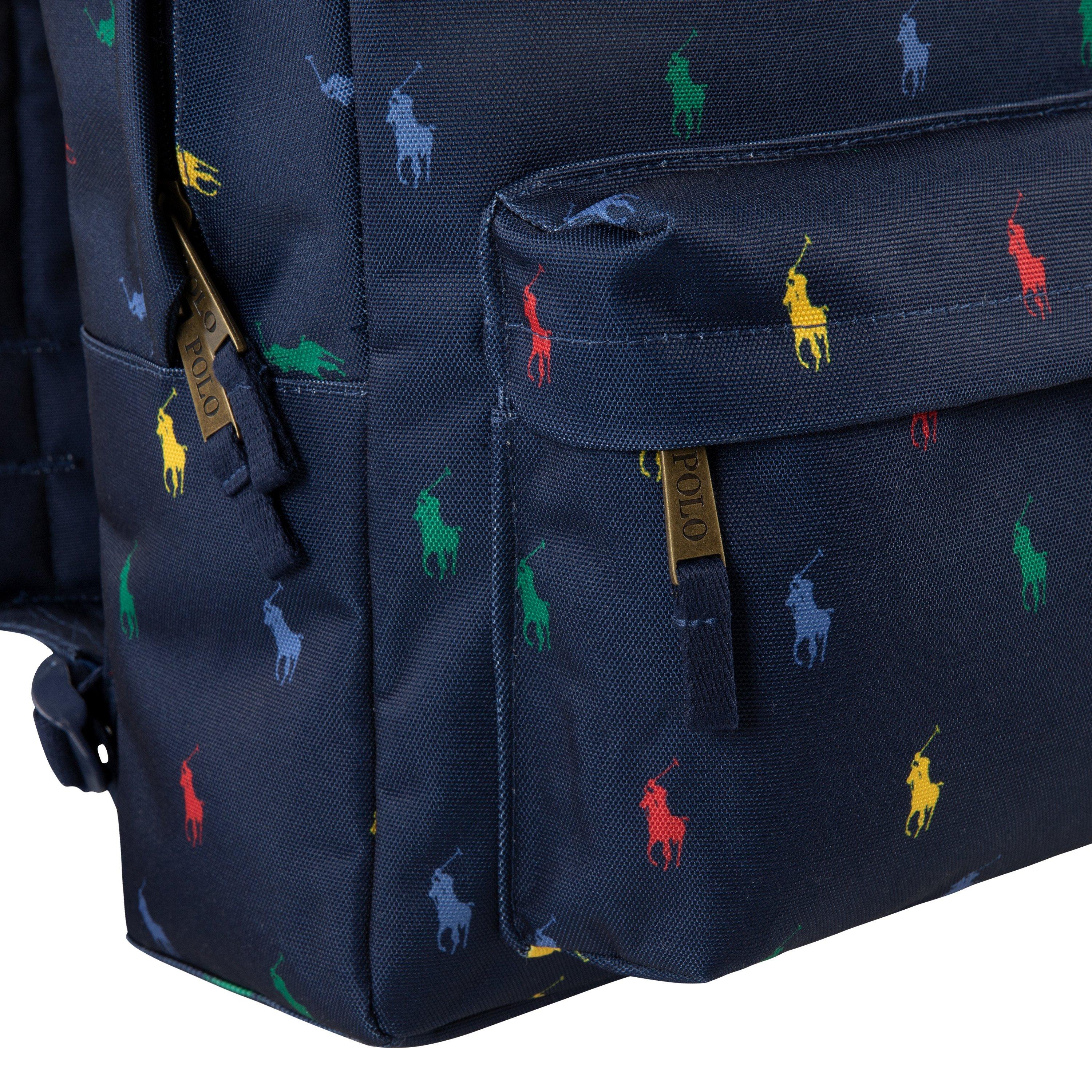 Polo Ralph Lauren Allover Logo Printed Large Navy Backpack