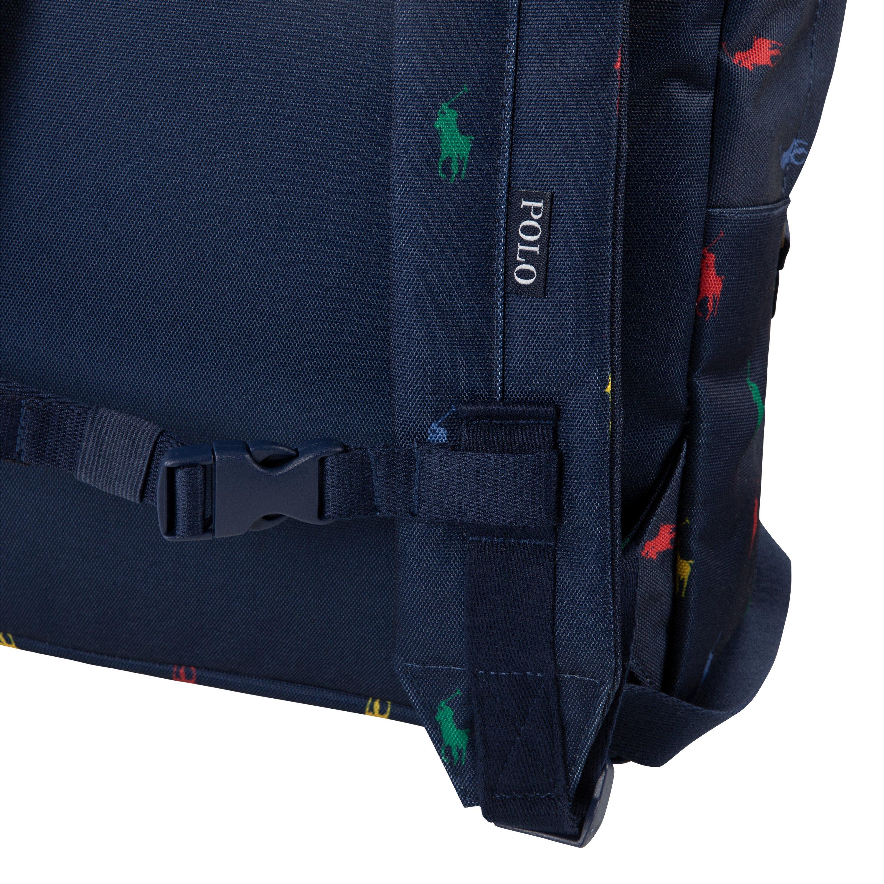 Polo Ralph Lauren Allover Logo Printed Large Backpack - Navy - NAVY Thumbnail View 9