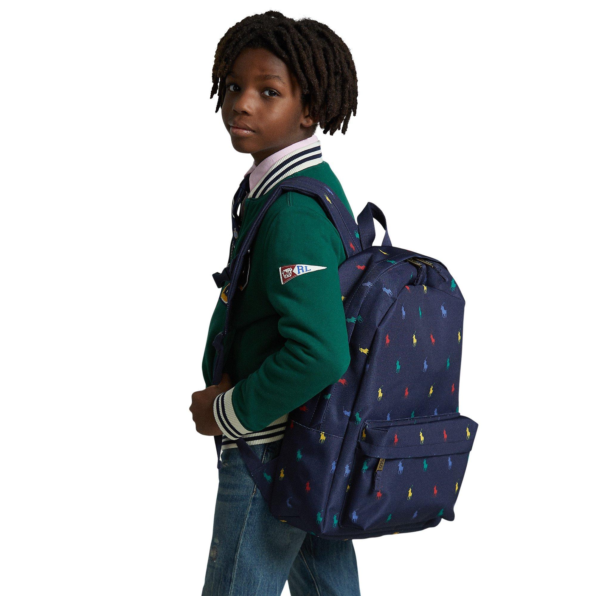 Polo Ralph Lauren Allover Logo Printed Large Navy Backpack