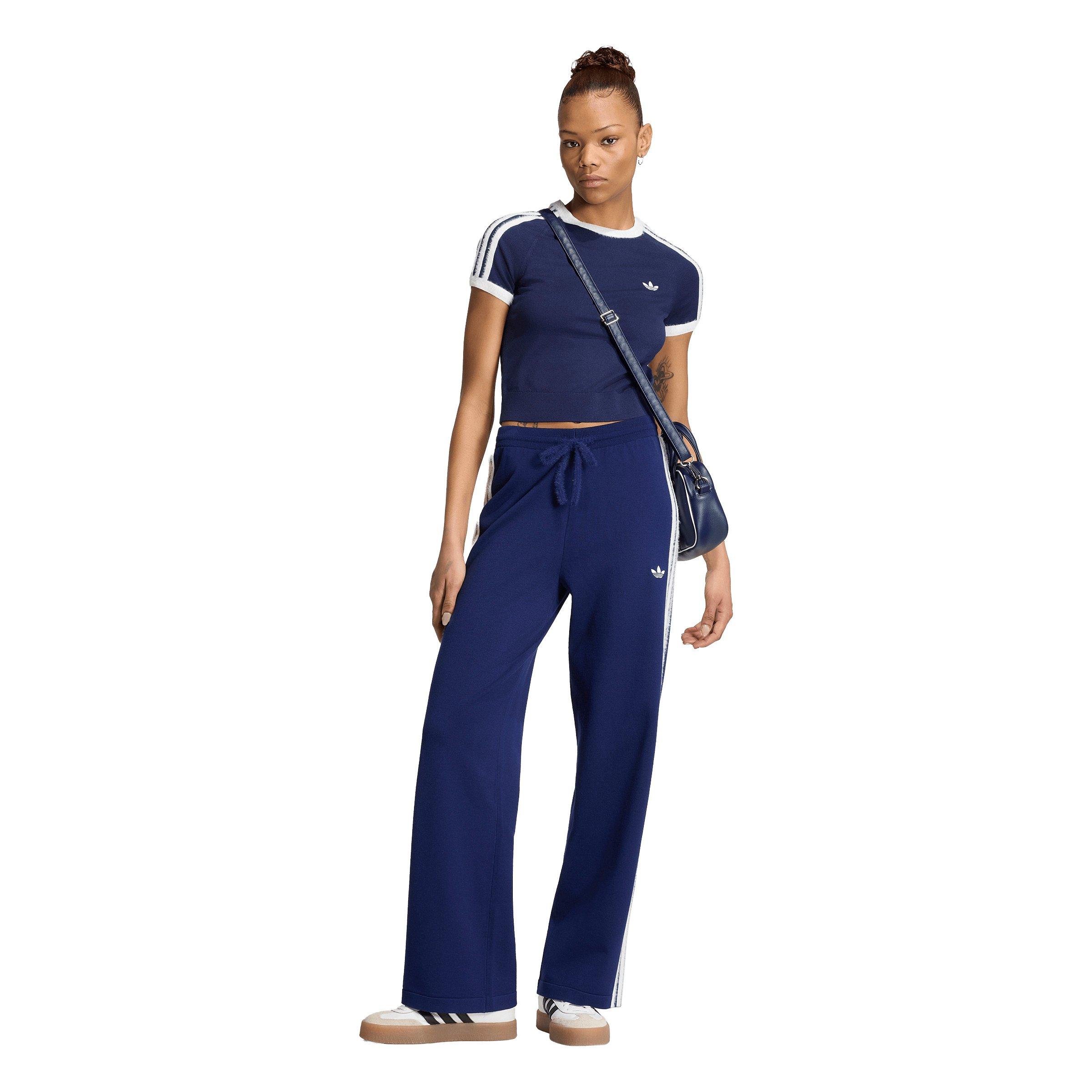 adidas Originals Women's Knit Firebird Track Pants - Dk Blue/White - DK BLUE/WHITE