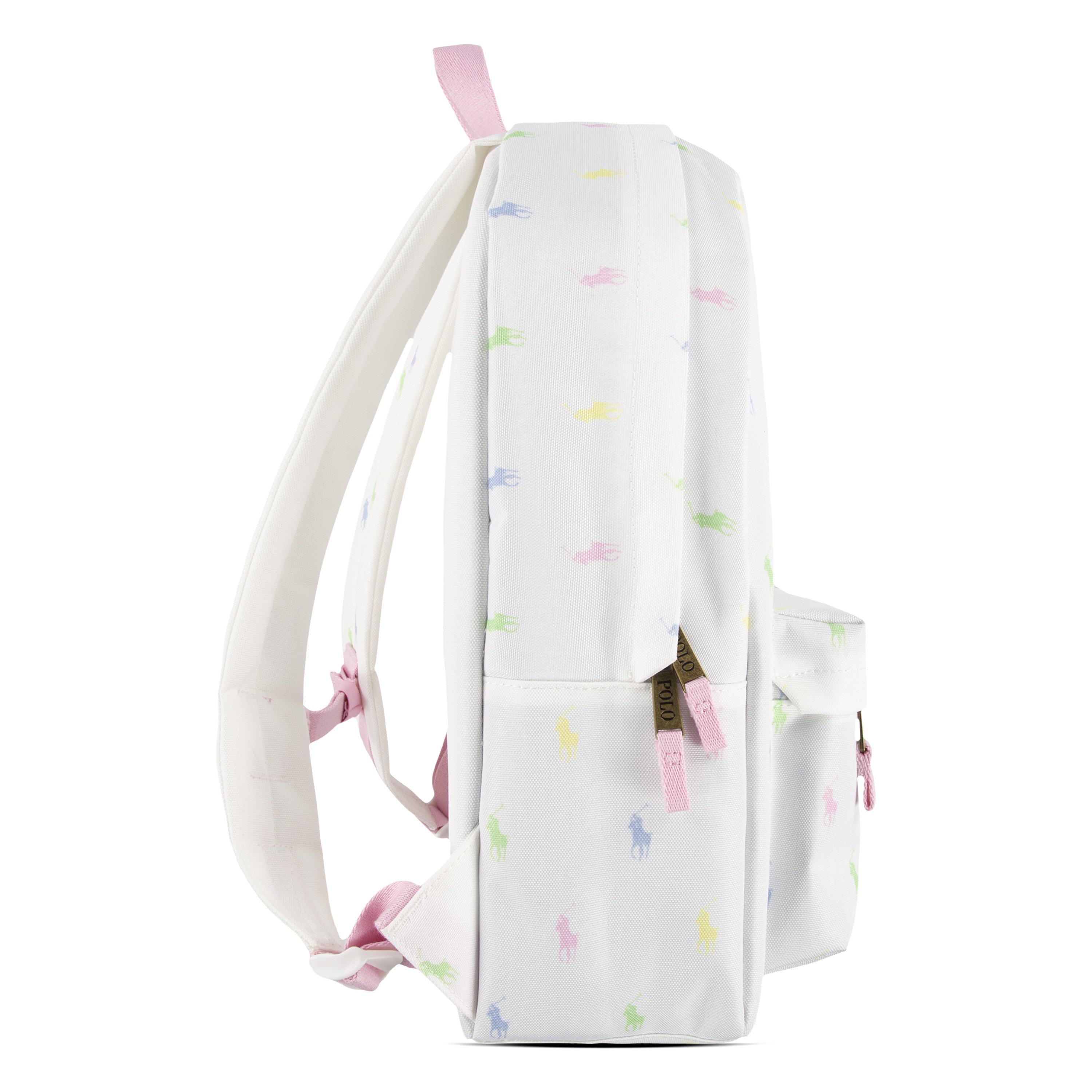 Polo Ralph Lauren Allover Logo Printed Large White Backpack