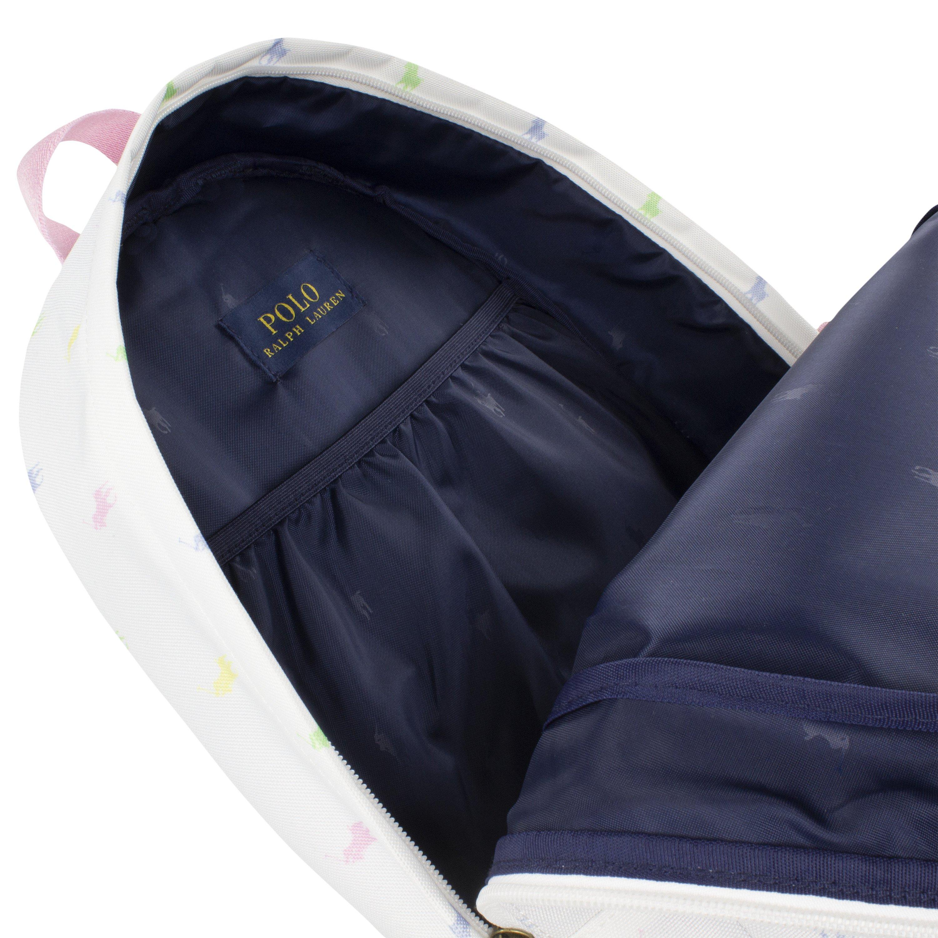 Polo Ralph Lauren Allover Logo Printed Large White Backpack