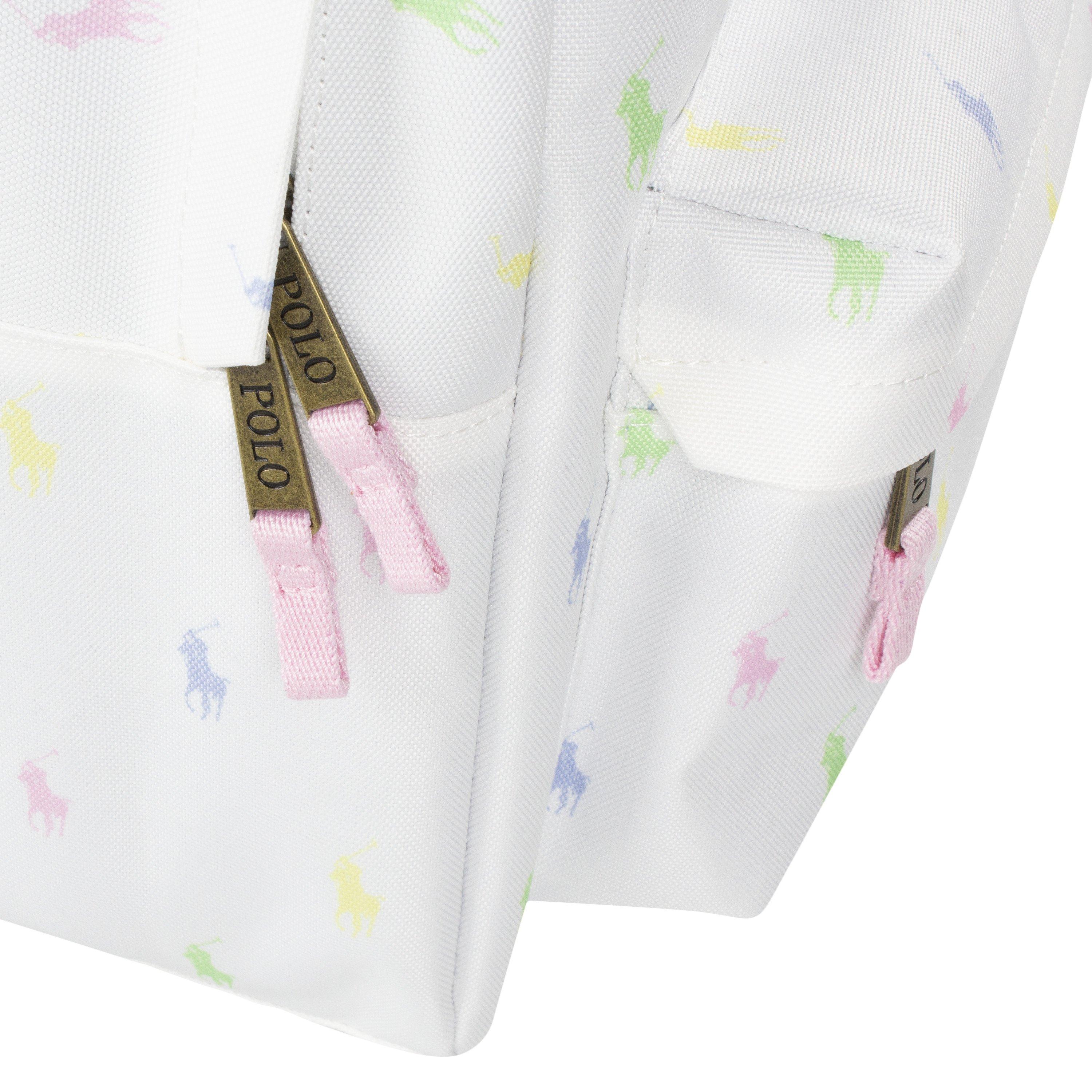 Polo Ralph Lauren Allover Logo Printed Large White Backpack