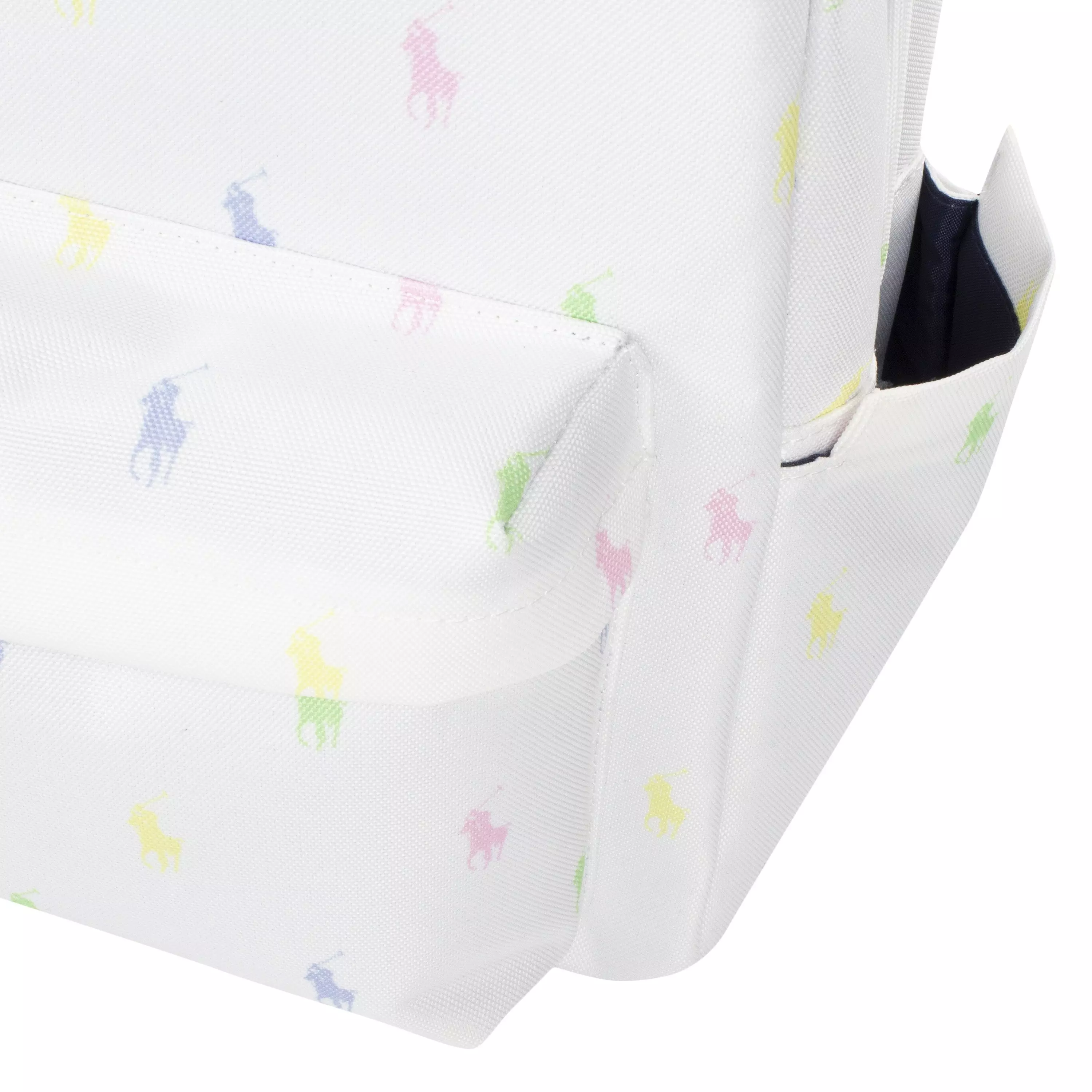 Polo Ralph Lauren Allover Logo Printed Large Backpack - White - WHITE