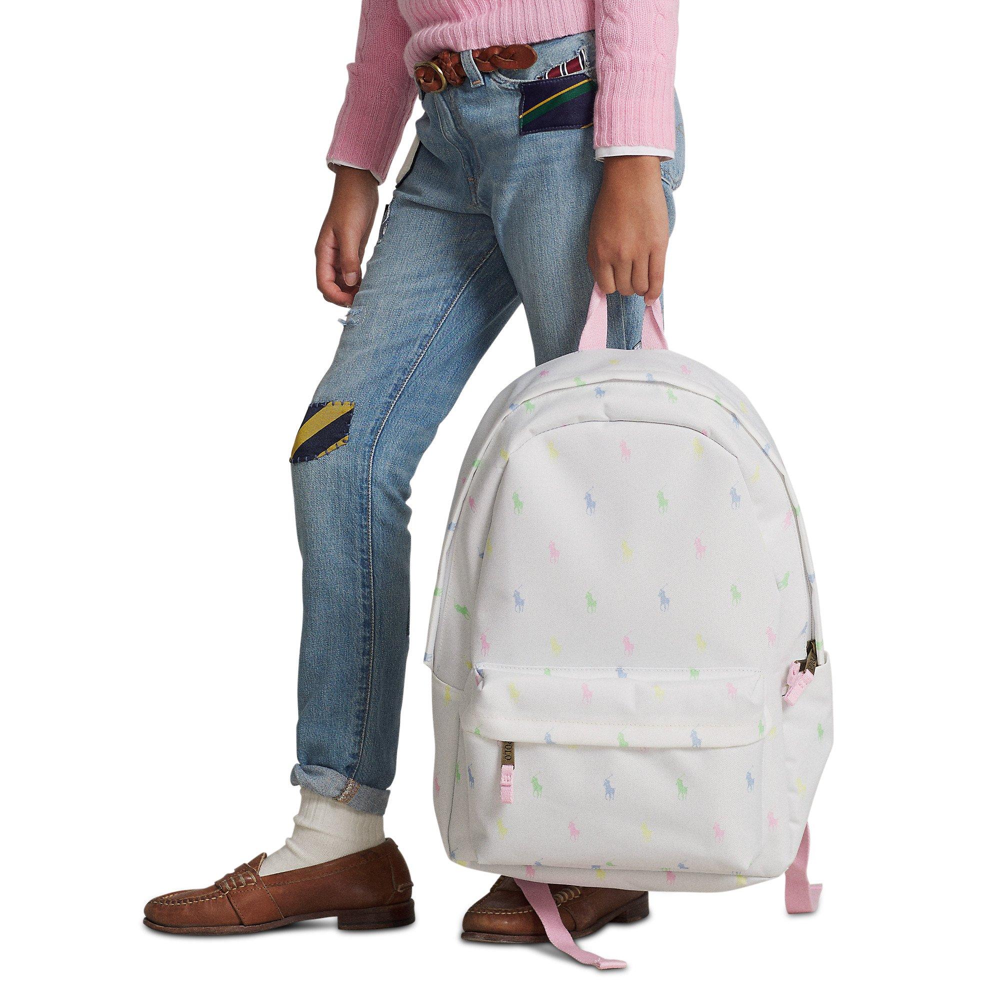 Polo Ralph Lauren Allover Logo Printed Large White Backpack