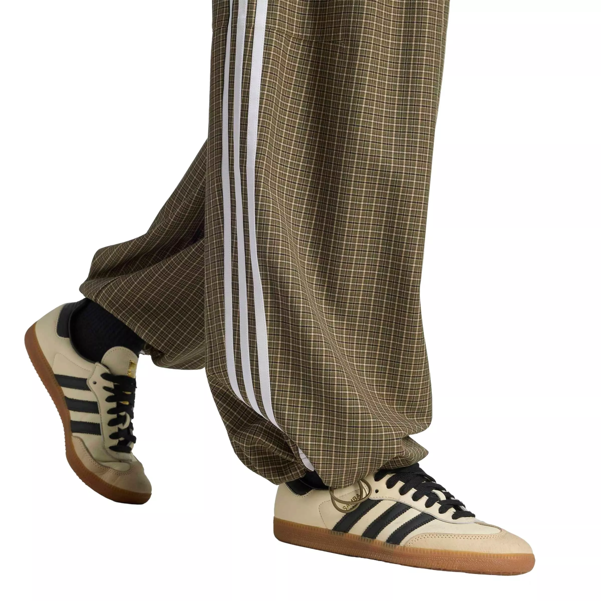 adidas Originals Women's Injection Check Loose Trousers - Olive/Beige/Coffee - OLIVE/BEIGE/COFFEE