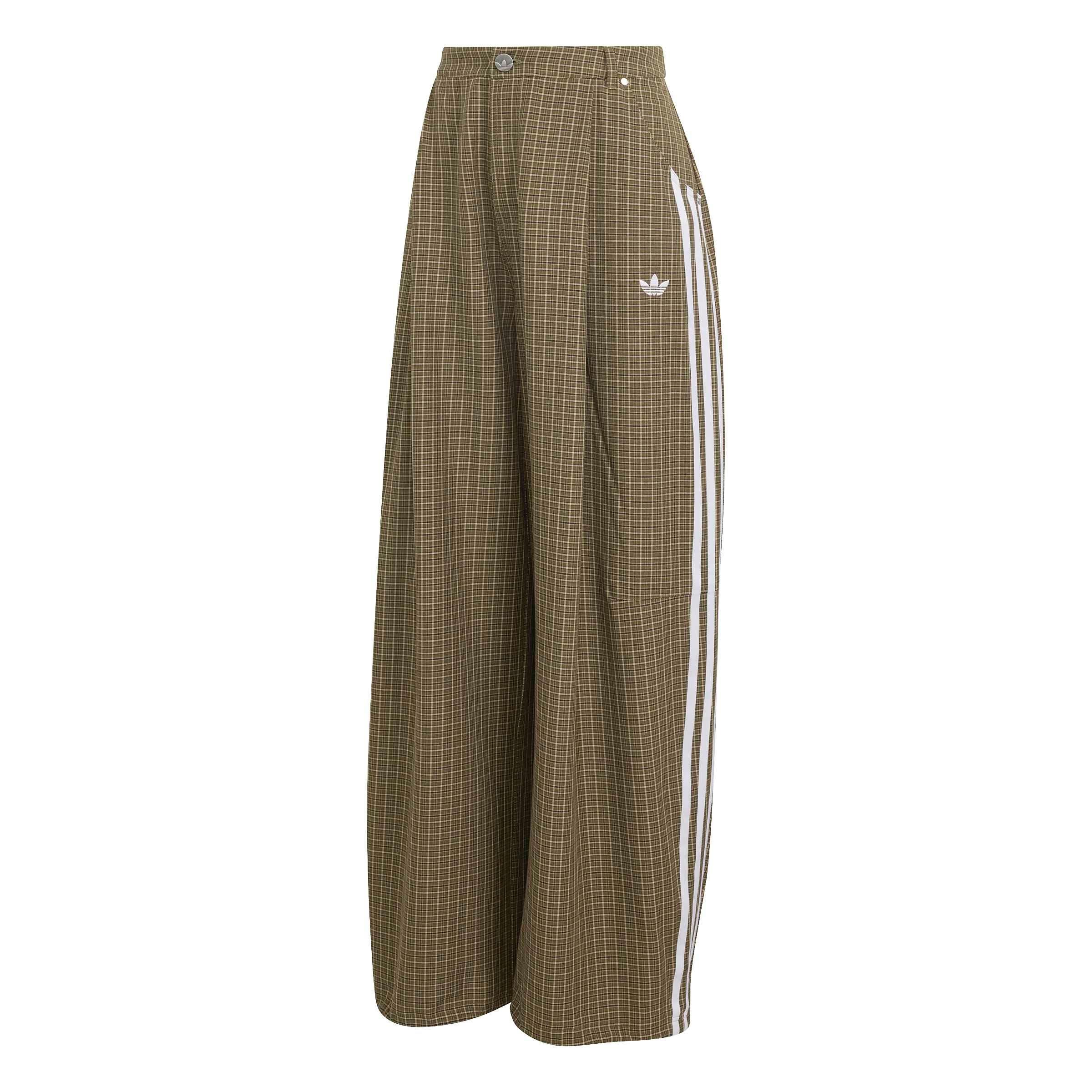 adidas Originals Women's Injection Check Loose Trousers - Olive/Beige/Coffee - OLIVE/BEIGE/COFFEE