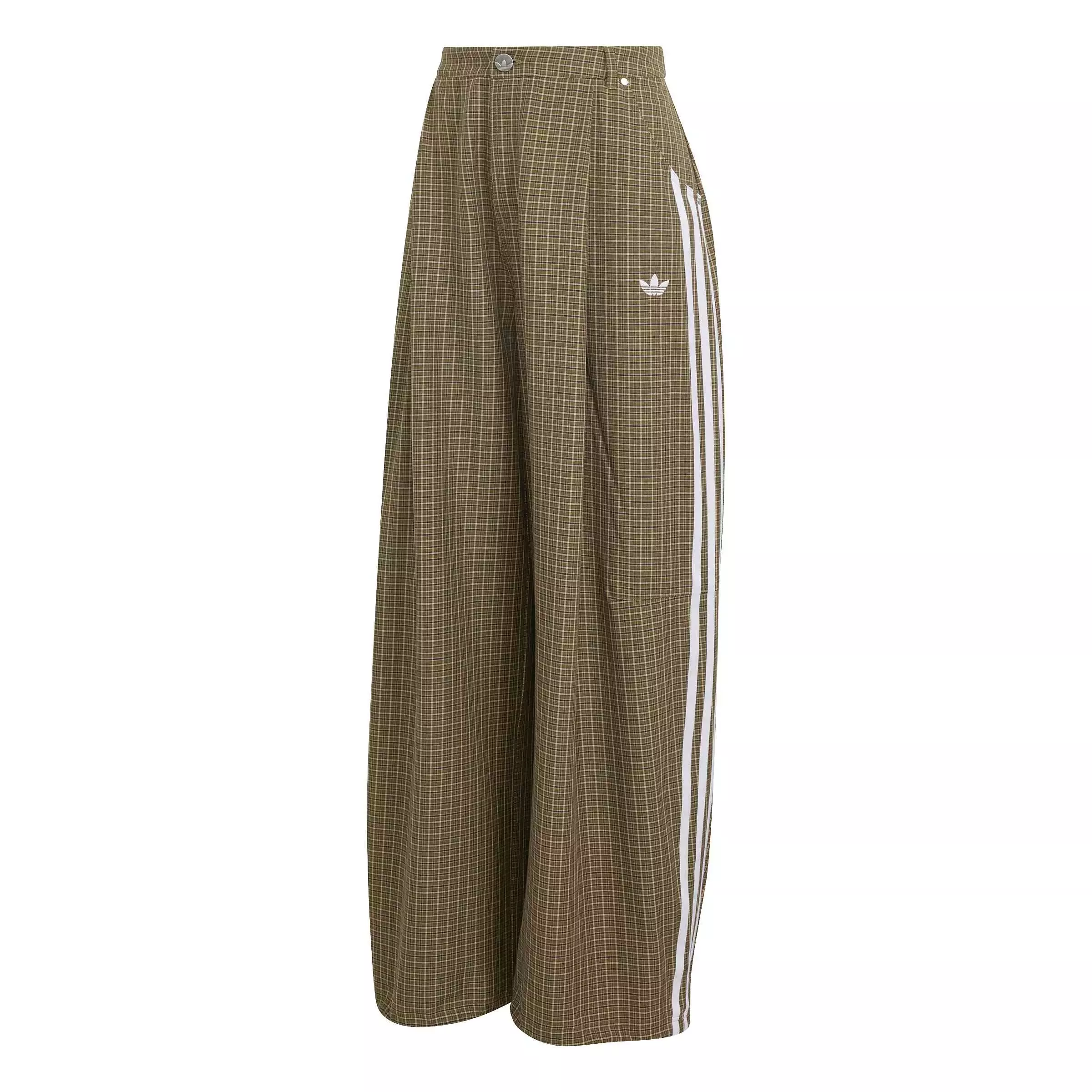 adidas Originals Women's Injection Check Loose Trousers - Olive/Beige/Coffee - OLIVE/BEIGE/COFFEE