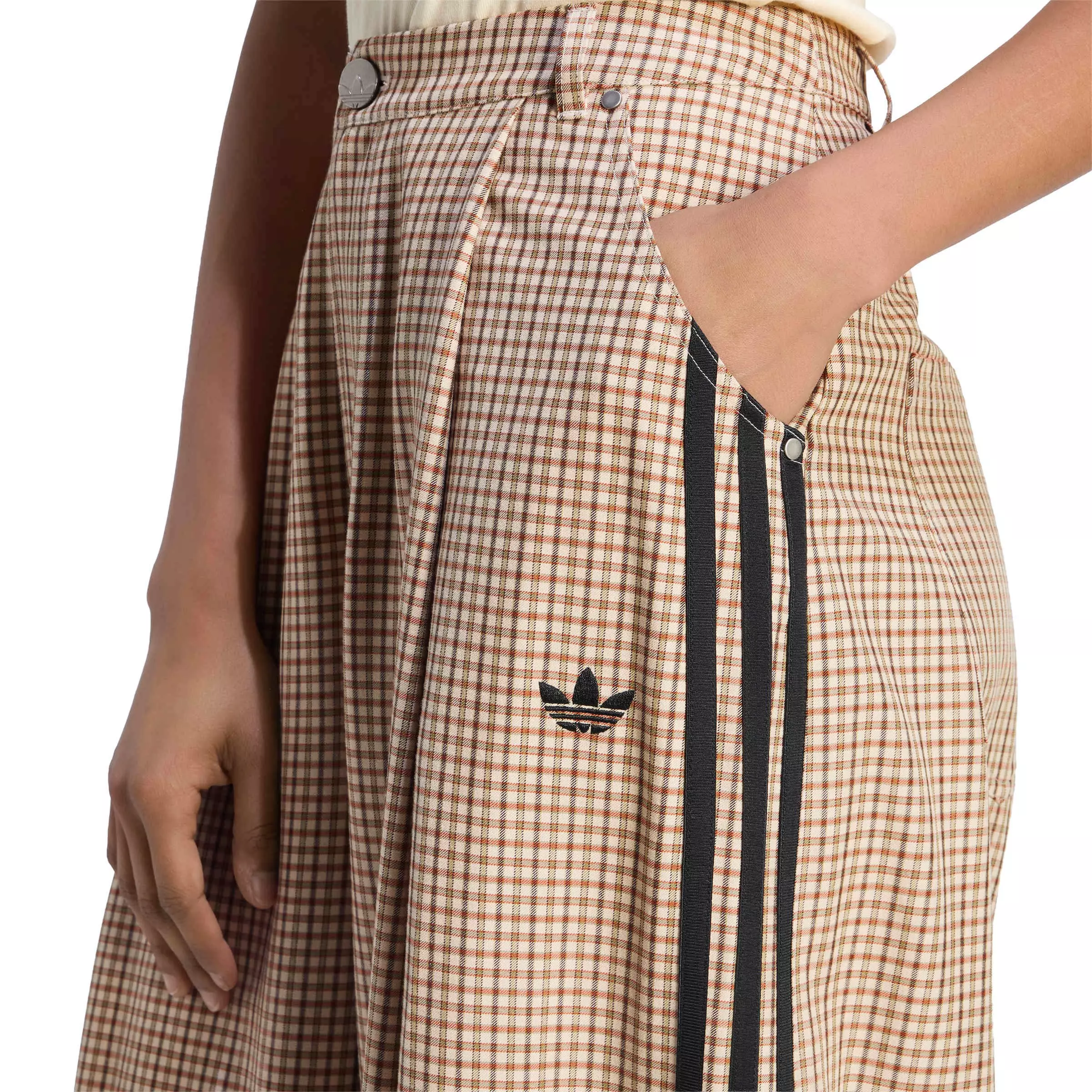 adidas Originals Women's Injection Check Loose Trousers - Tan/Brown - TAN/BROWN