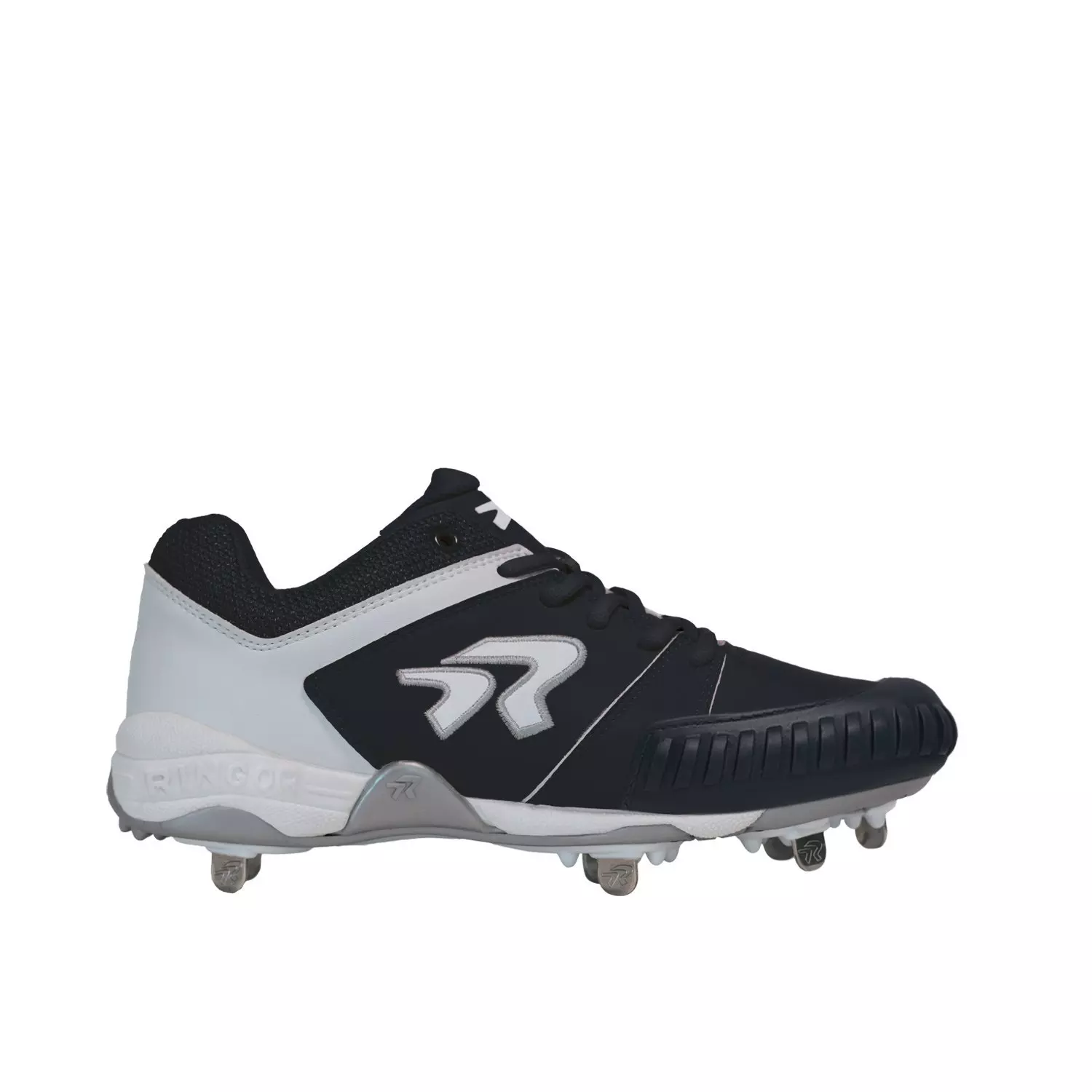 RIP-IT Ringor Flite "Black/White" Women's Softball Cleat with Spikes and Pitching Toe - BLACK/WHITE