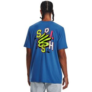 Under Armour Men's Curry Splash Party Short-Sleeve T-Shirt-Blue/White
