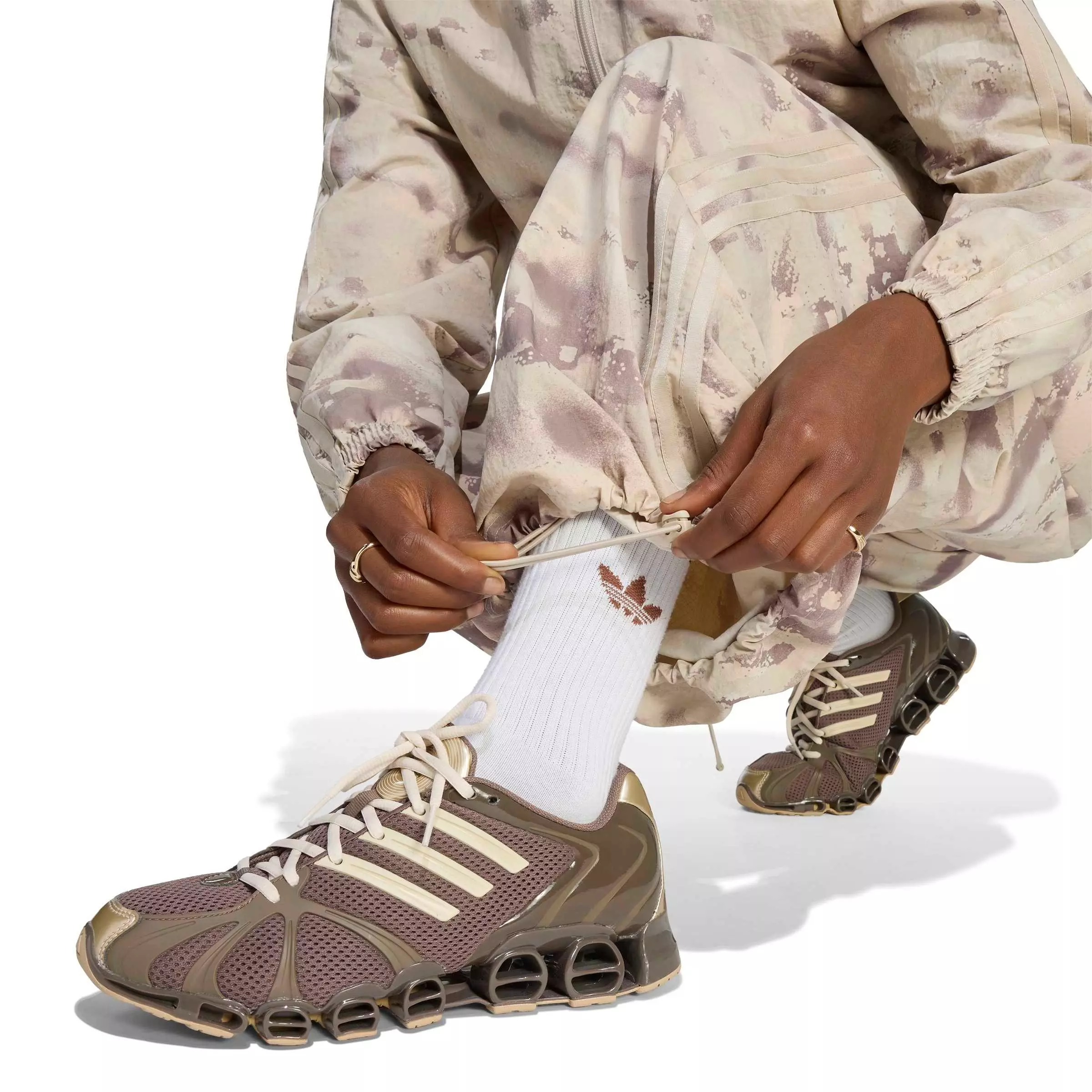 adidas Originals Women's Camouflage Adilenium Track Pant - Beige/White/Brown - BEIGE/WHITE/BROWN