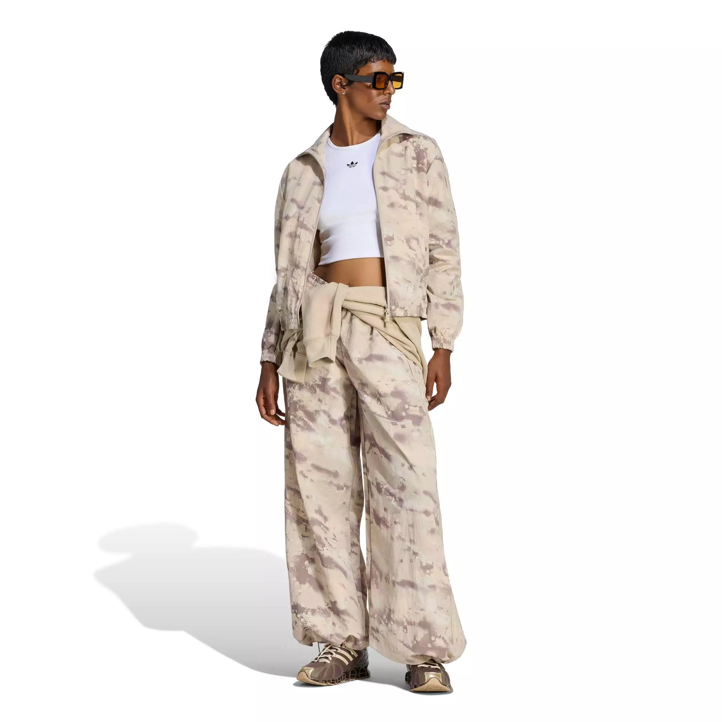 adidas Originals Women's Camouflage Adilenium Track Pant - Beige/White/Brown - BEIGE/WHITE/BROWN